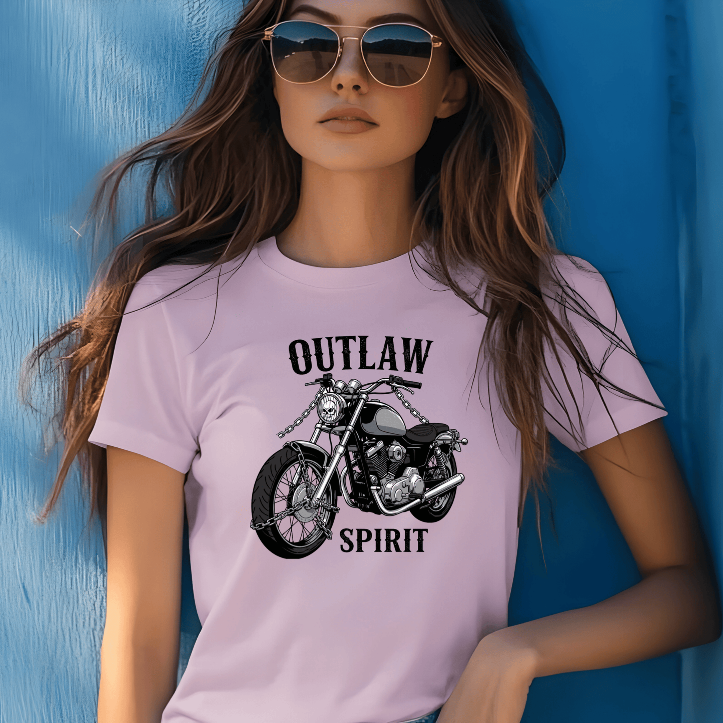 Outlaw Spirit Women’s Biker T-Shirt – Heavyweight Gildan® 5000 Crewneck