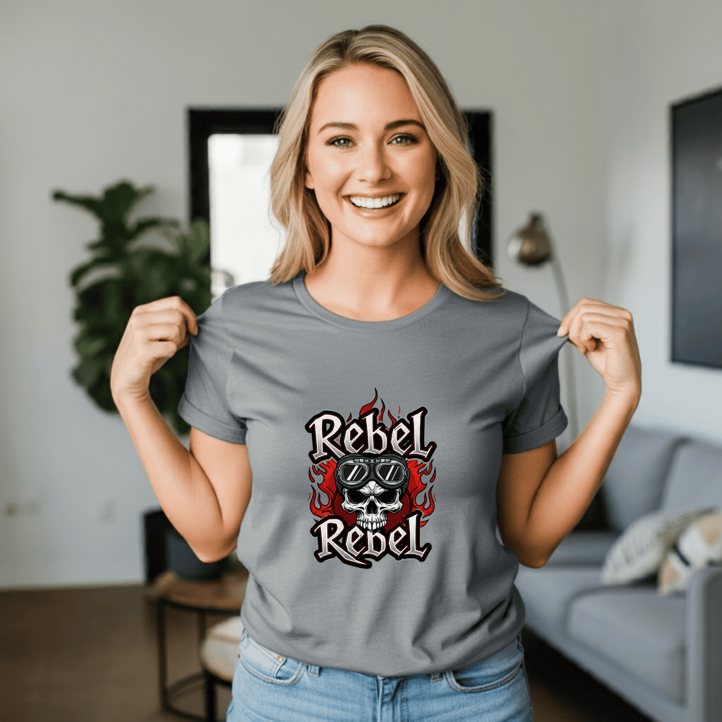 Rebel Women’s Biker T-Shirt – Heavyweight Gildan® 5000 Crewneck