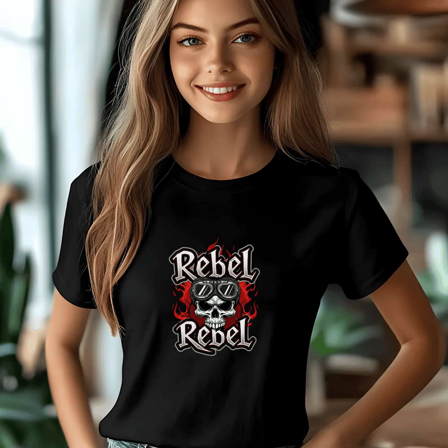 Rebel Women’s Biker T-Shirt – Heavyweight Gildan® 5000 Crewneck
