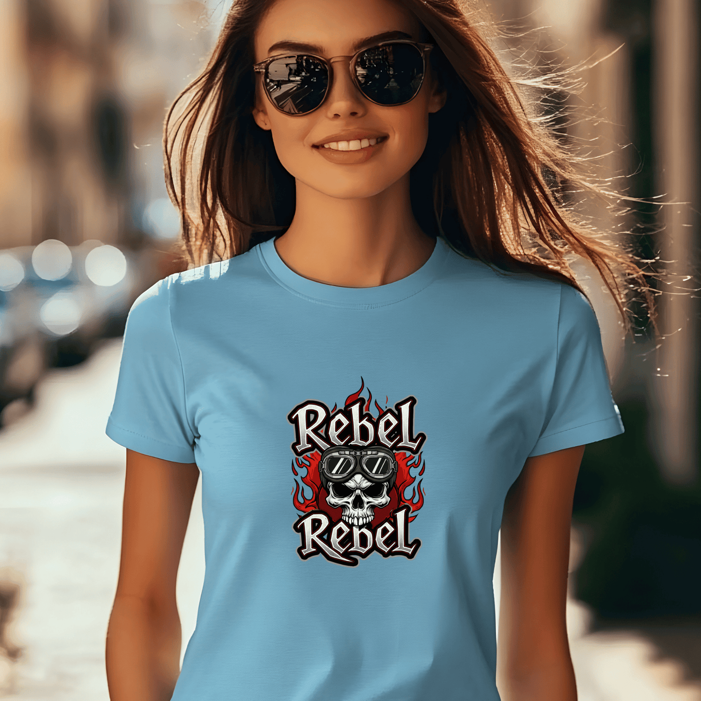 Rebel Women’s Biker T-Shirt – Heavyweight Gildan® 5000 Crewneck