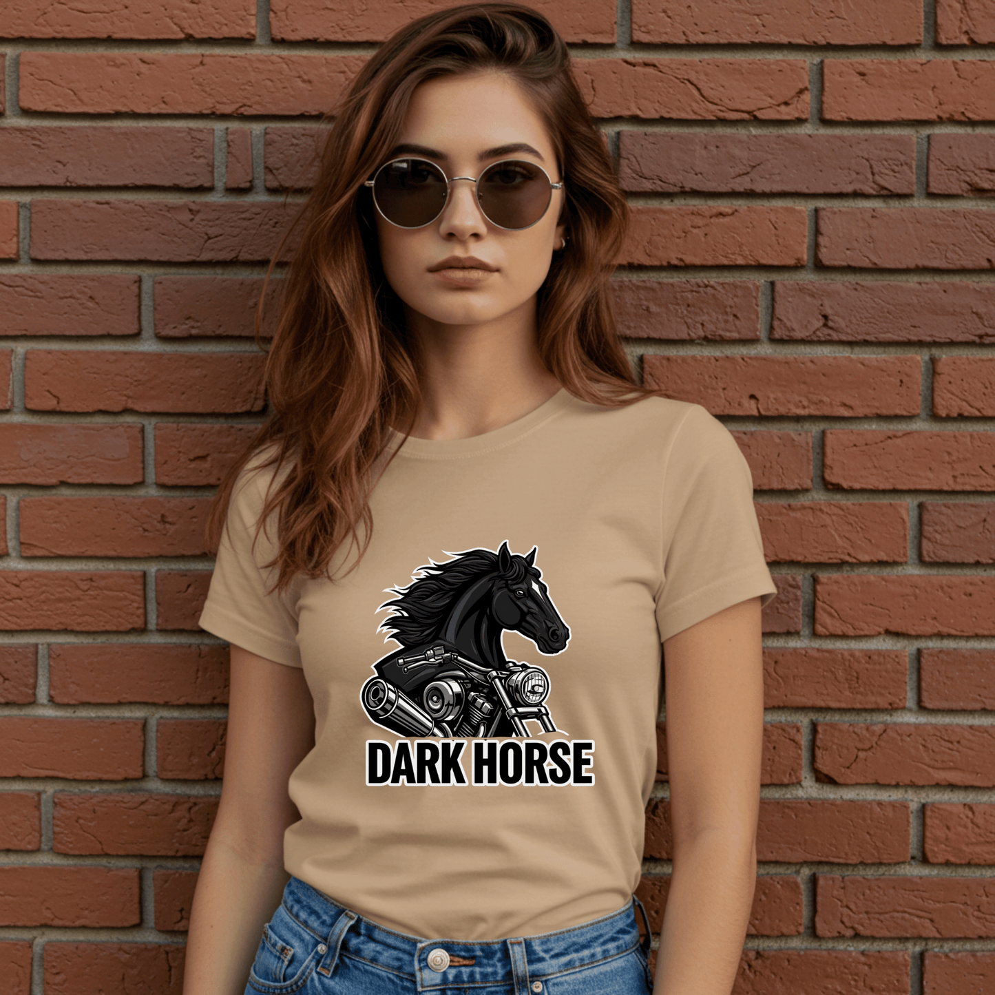 Dark Horse Women’s Biker T-Shirt – Heavyweight Gildan® 5000 Crewneck