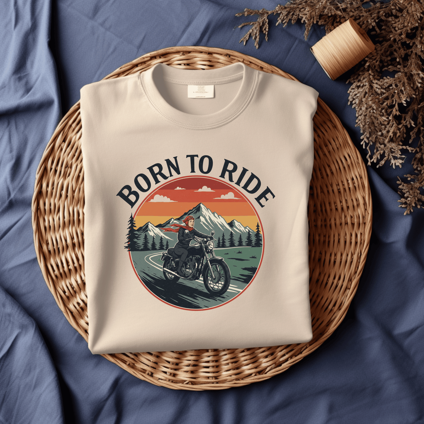 Born to Ride Women’s Biker T-Shirt – Heavyweight Gildan® 5000 Crewneck
