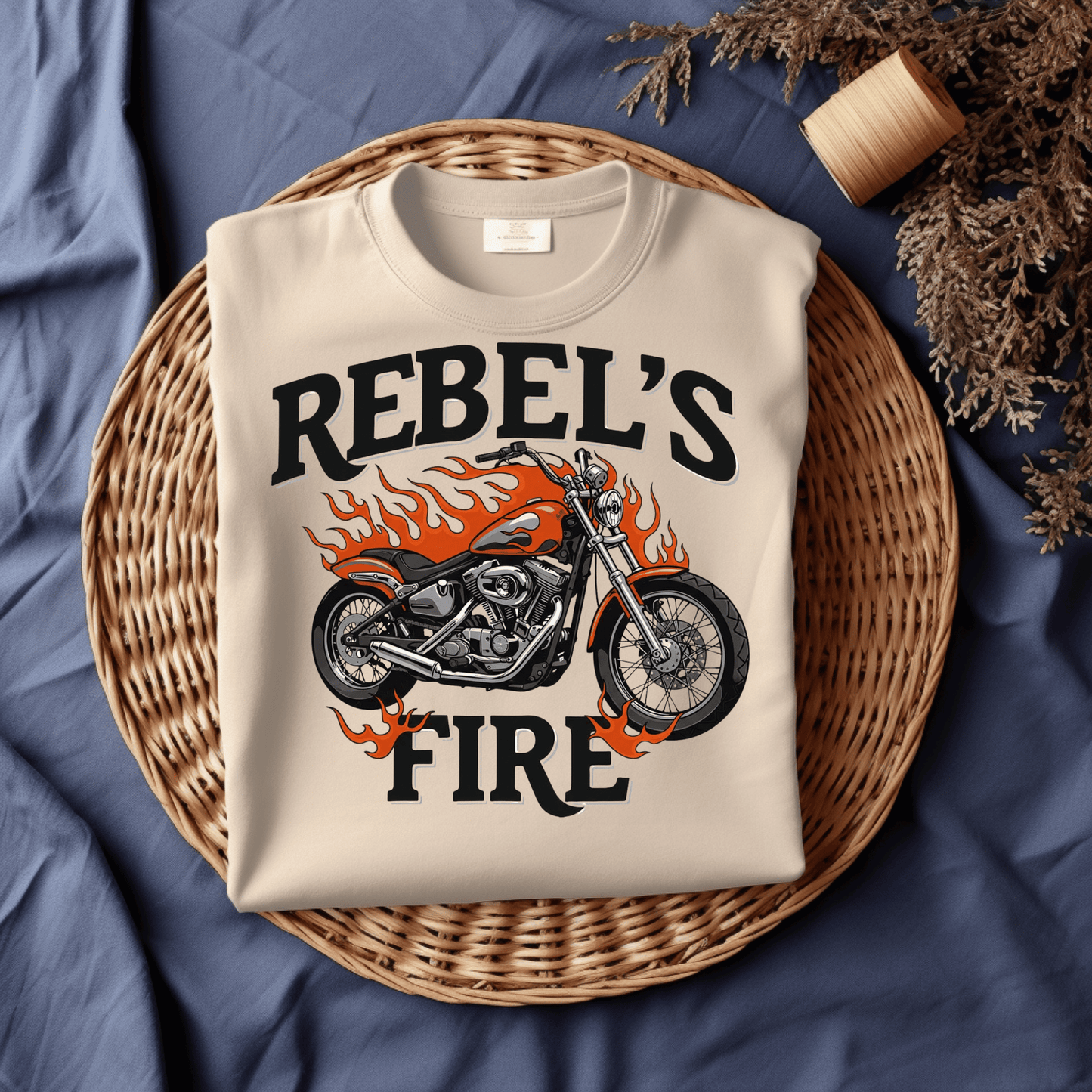 Rebel’s Fire Women’s Biker T-Shirt – Heavyweight Gildan® 5000 Crewneck