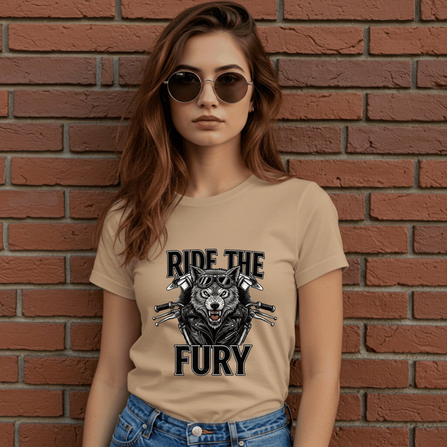 Ride The Fury Women’s Biker T-Shirt – Heavyweight Gildan® 5000 Crewneck