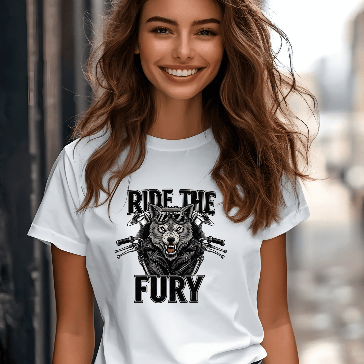 Ride The Fury Women’s Biker T-Shirt – Heavyweight Gildan® 5000 Crewneck