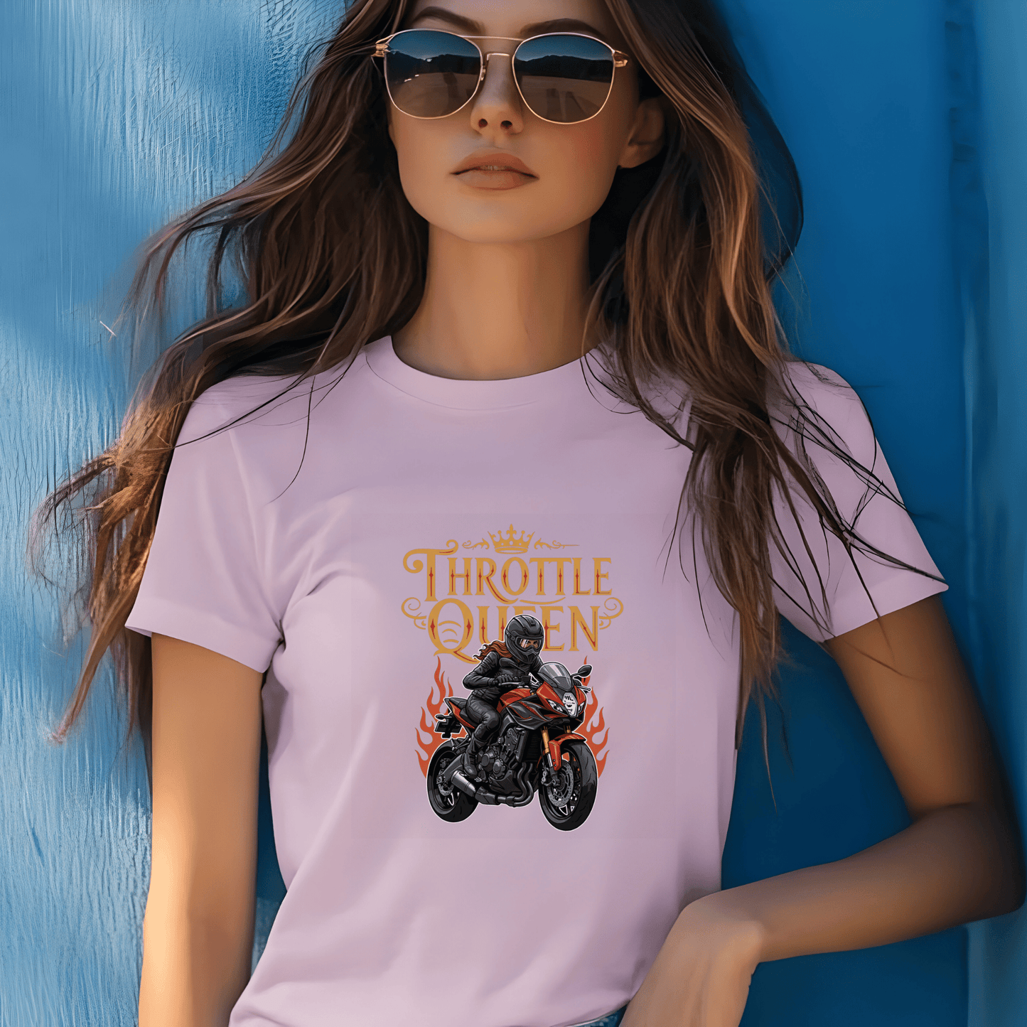 Throttle Queen Women’s Biker T-Shirt – Heavyweight Gildan® 5000 Crewneck