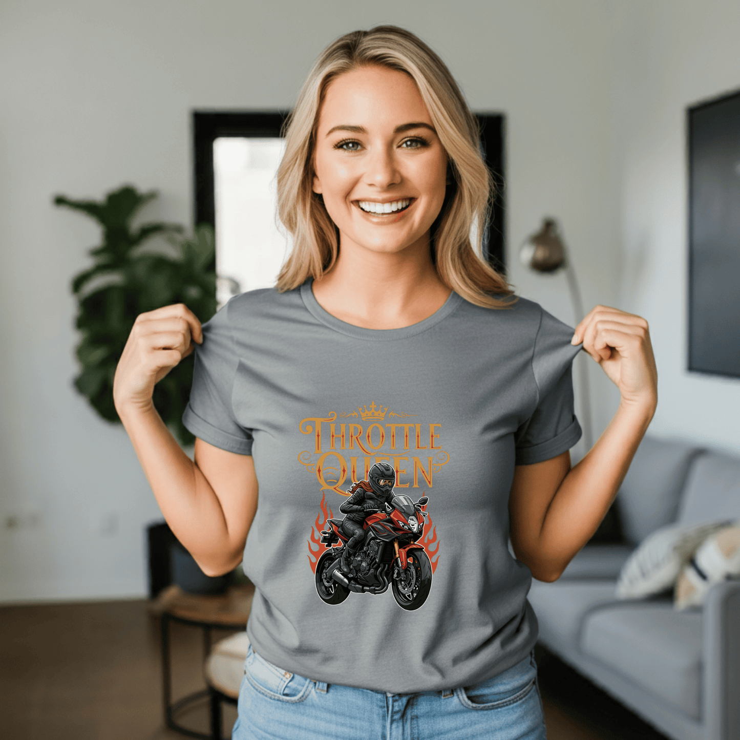 Throttle Queen Women’s Biker T-Shirt – Heavyweight Gildan® 5000 Crewneck