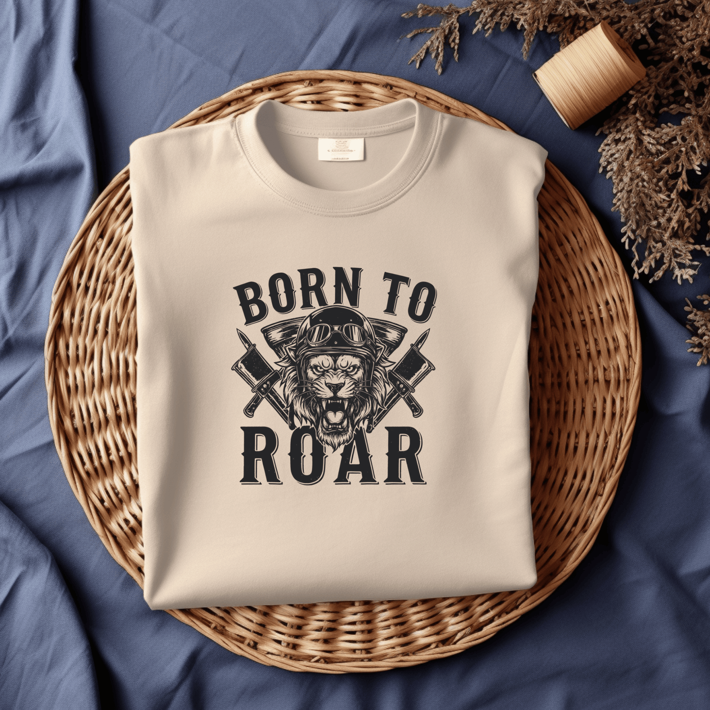 Born To Roar Women’s Biker T-Shirt – Heavyweight Gildan® 5000 Crewneck