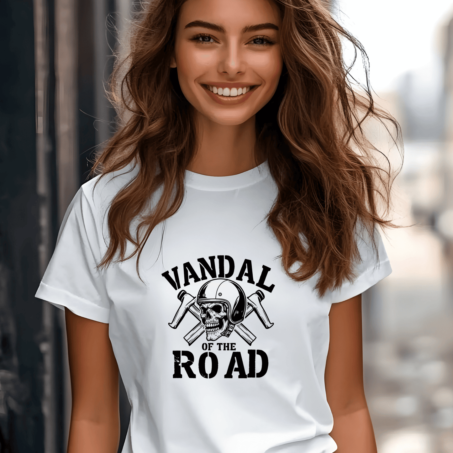 Vandal of the Road Women’s Biker T-Shirt – Heavyweight Gildan® 5000 Crewneck