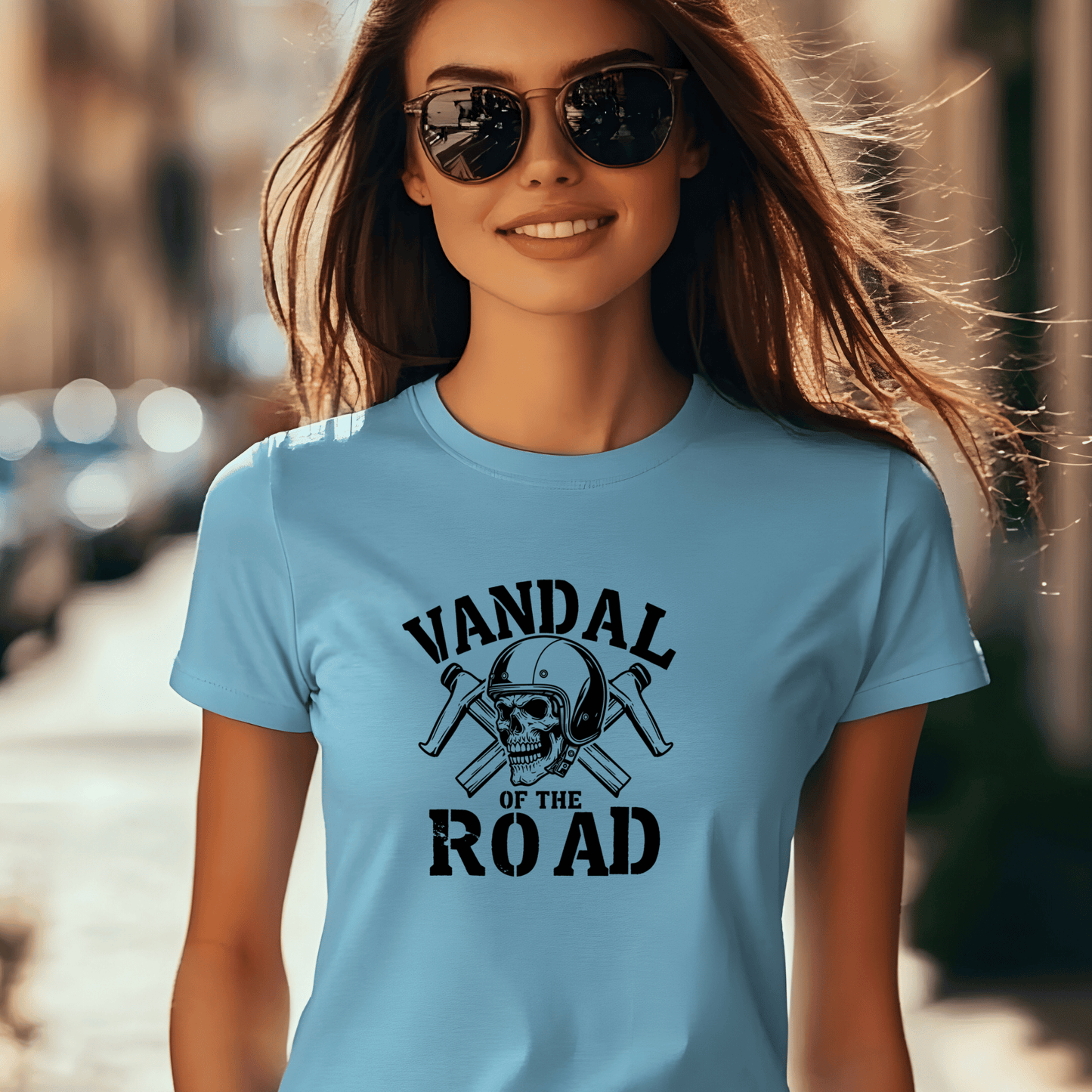 Vandal of the Road Women’s Biker T-Shirt – Heavyweight Gildan® 5000 Crewneck