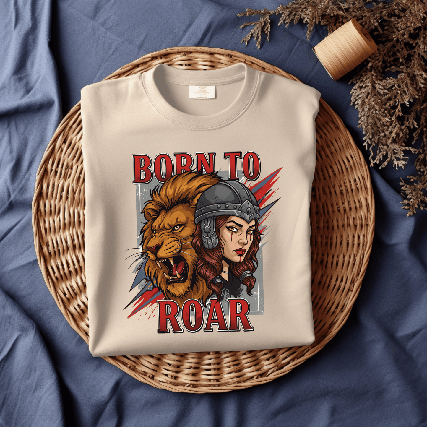 Born to Roar Women’s Biker T-Shirt – Heavyweight Gildan® 5000 Crewneck