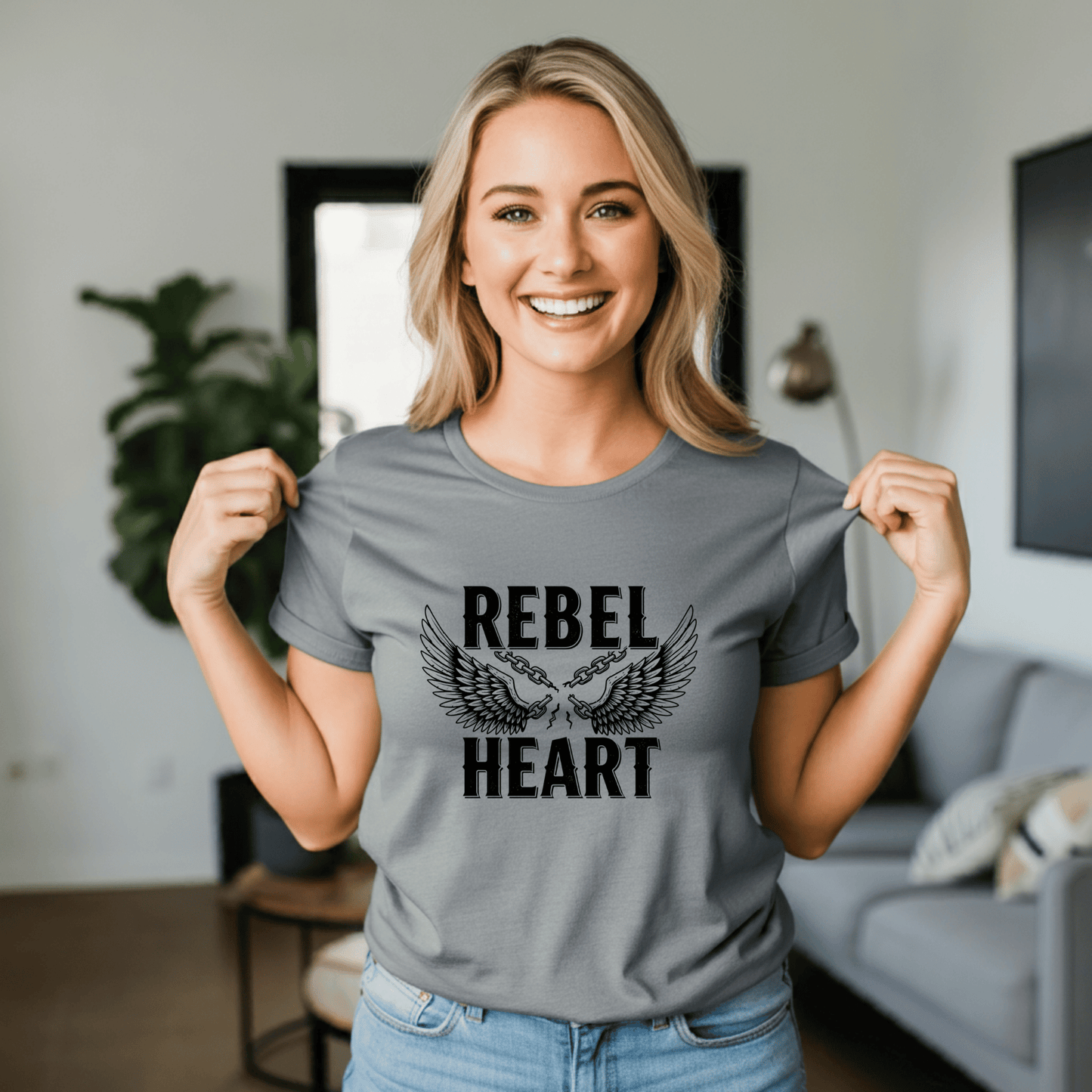 Rebel Heart Women’s Biker T-Shirt – Heavyweight Gildan® 5000 Crewneck