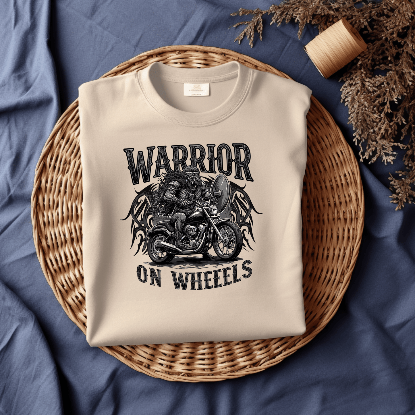 Warrior on Wheels Women’s Biker T-Shirt – Heavyweight Gildan® 5000 Crewneck