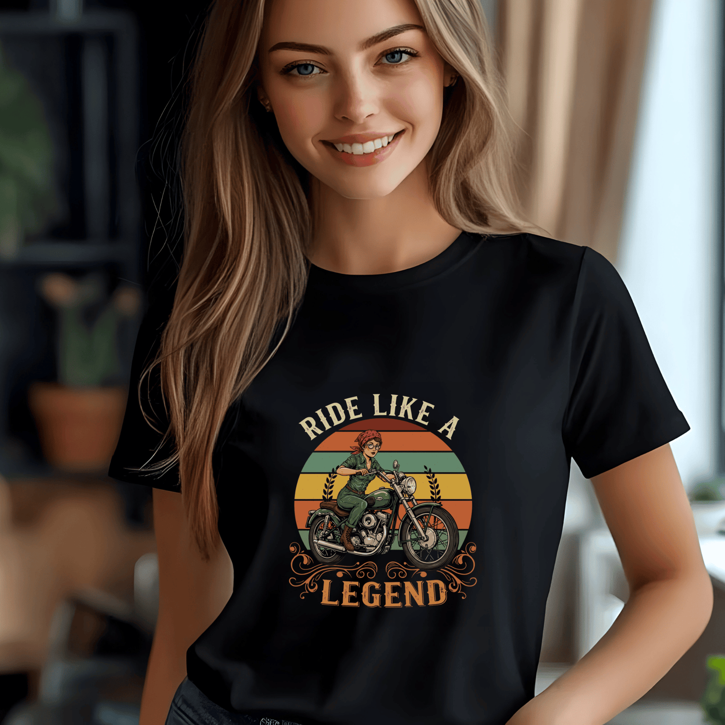 Ride Like a Legend Women’s Biker T-Shirt – Heavyweight Gildan® 5000 Crewneck