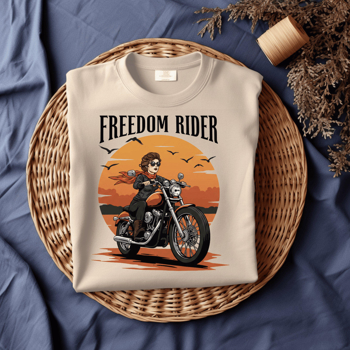 Freedom Rider Women’s Biker T-Shirt – Heavyweight Gildan® 5000 Crewneck