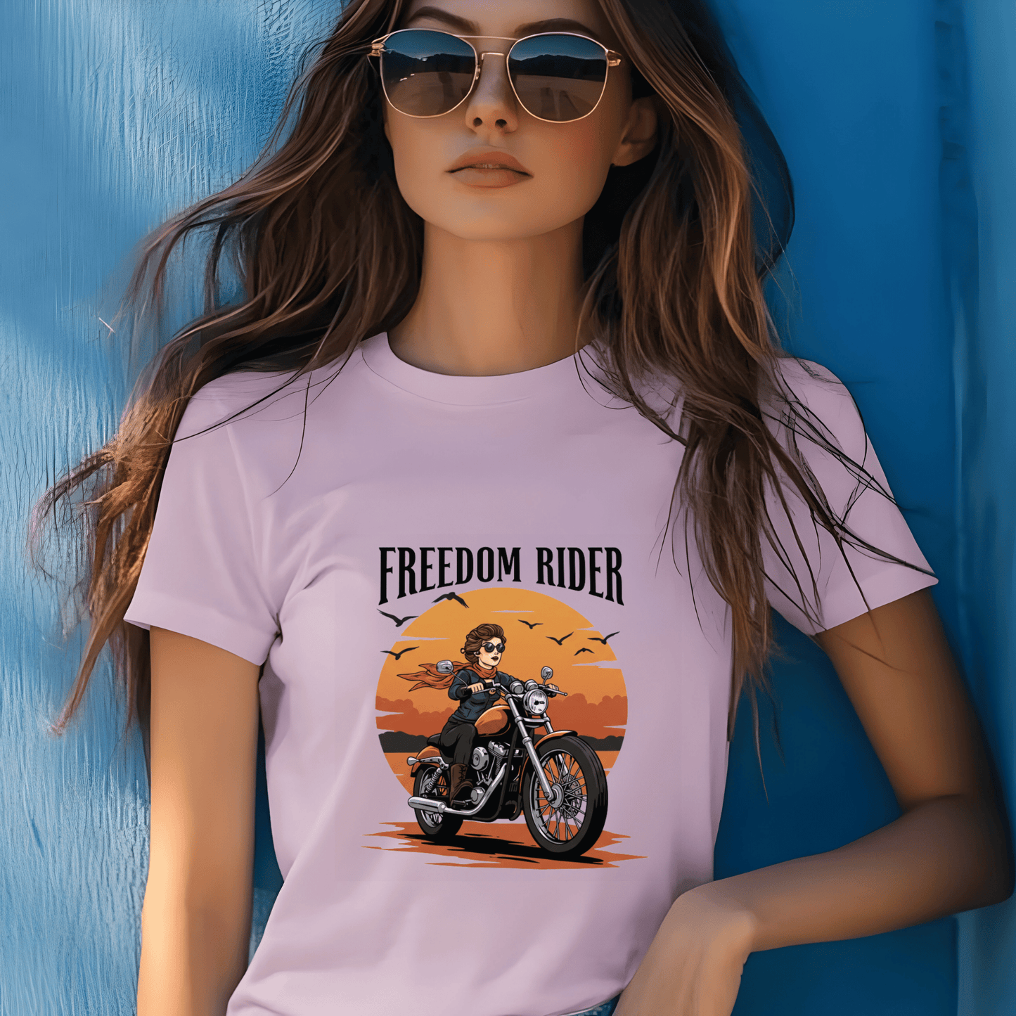 Freedom Rider Women’s Biker T-Shirt – Heavyweight Gildan® 5000 Crewneck