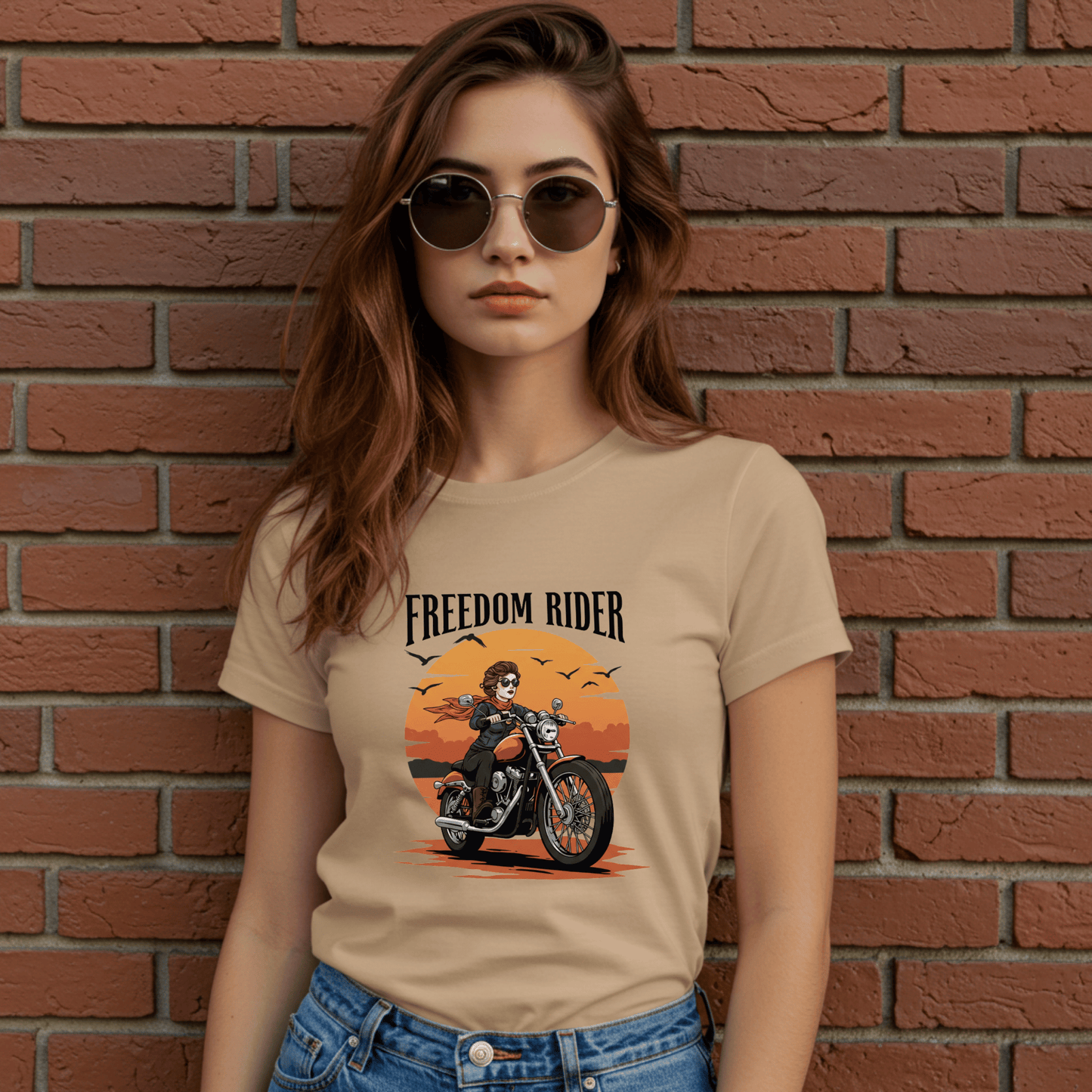 Freedom Rider Women’s Biker T-Shirt – Heavyweight Gildan® 5000 Crewneck