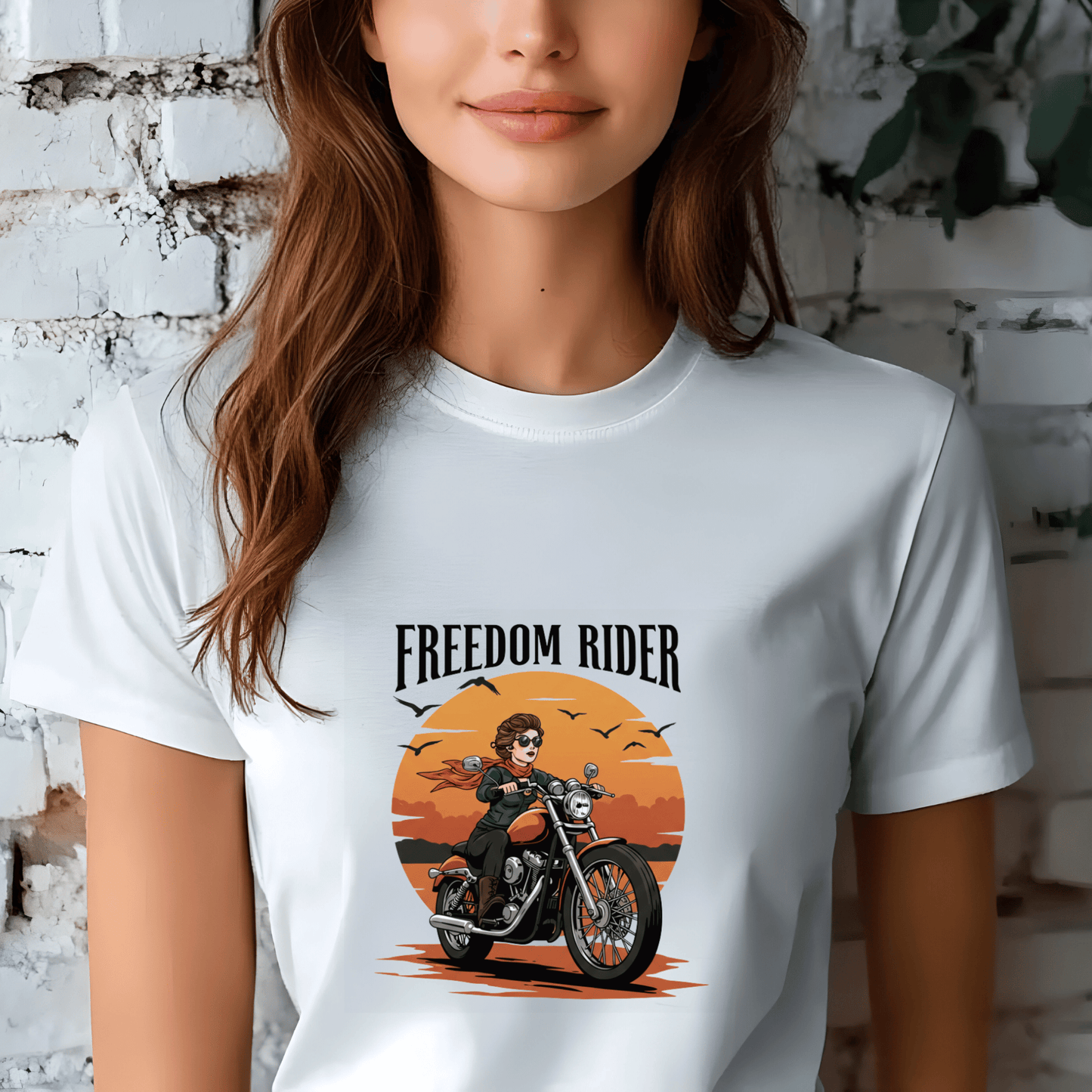 Freedom Rider Women’s Biker T-Shirt – Heavyweight Gildan® 5000 Crewneck