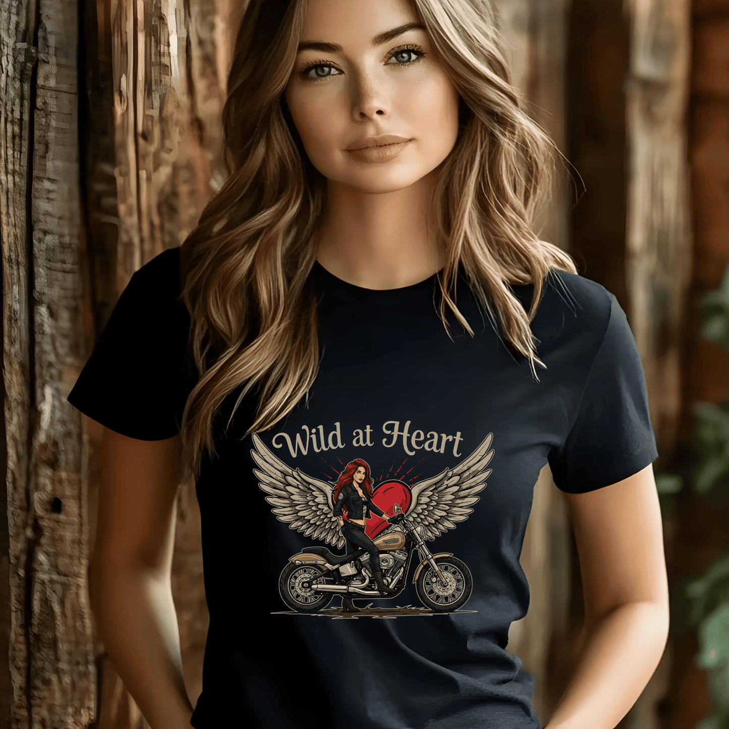 Wild at Heart Women’s Biker T-Shirt – Heavyweight Gildan® 5000 Crewneck
