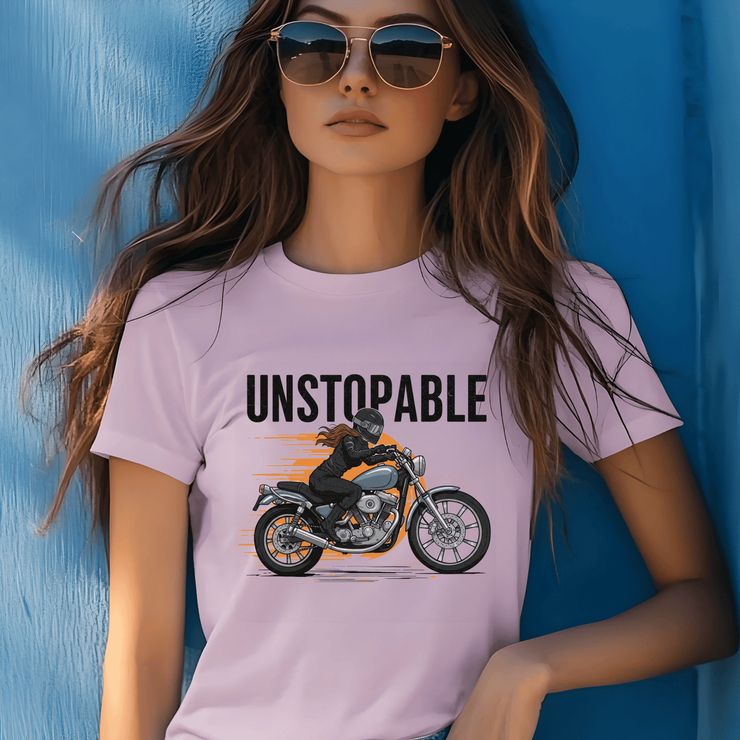 Unstoppable Women’s Biker T-Shirt – Heavyweight Gildan® 5000 Crewneck