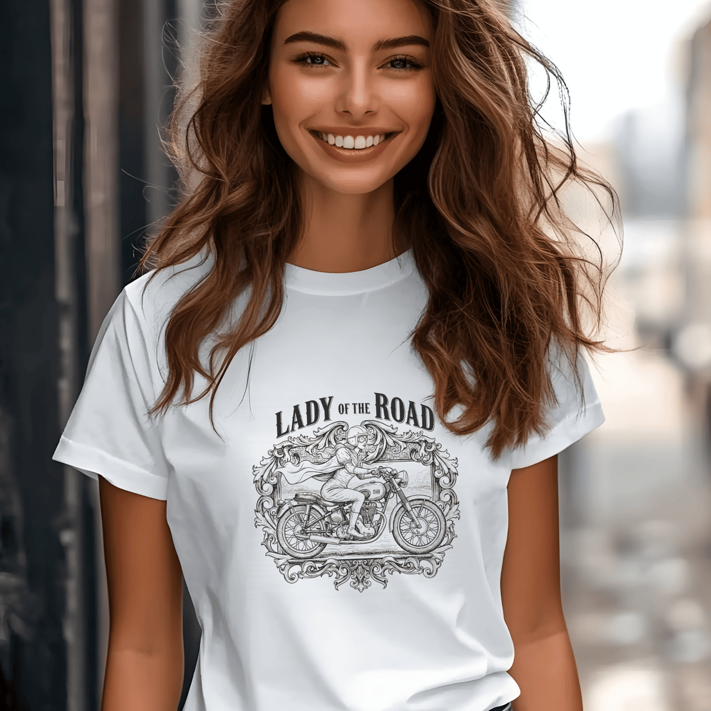 Lady of the Road Women’s Biker T-Shirt – Heavyweight Gildan® 5000 Crewneck