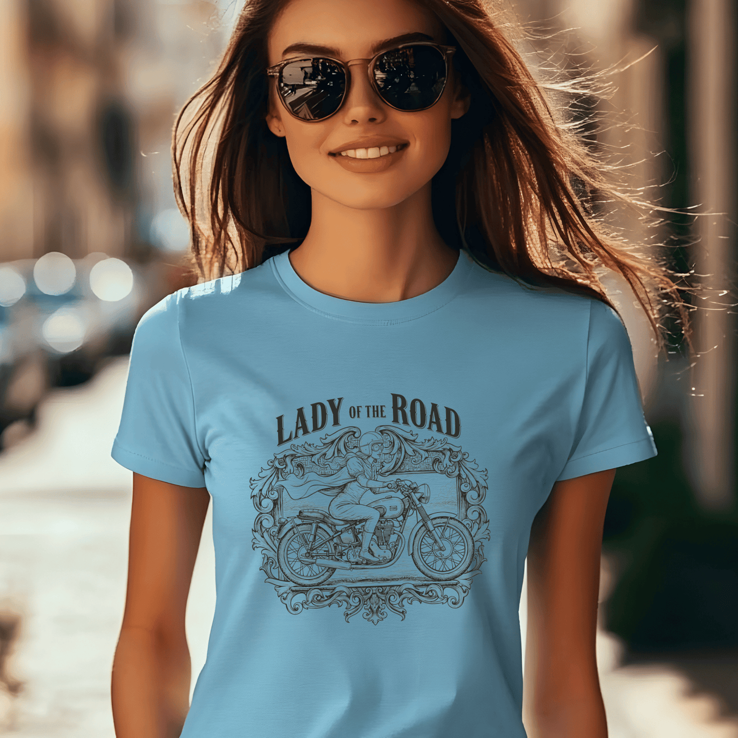 Lady of the Road Women’s Biker T-Shirt – Heavyweight Gildan® 5000 Crewneck