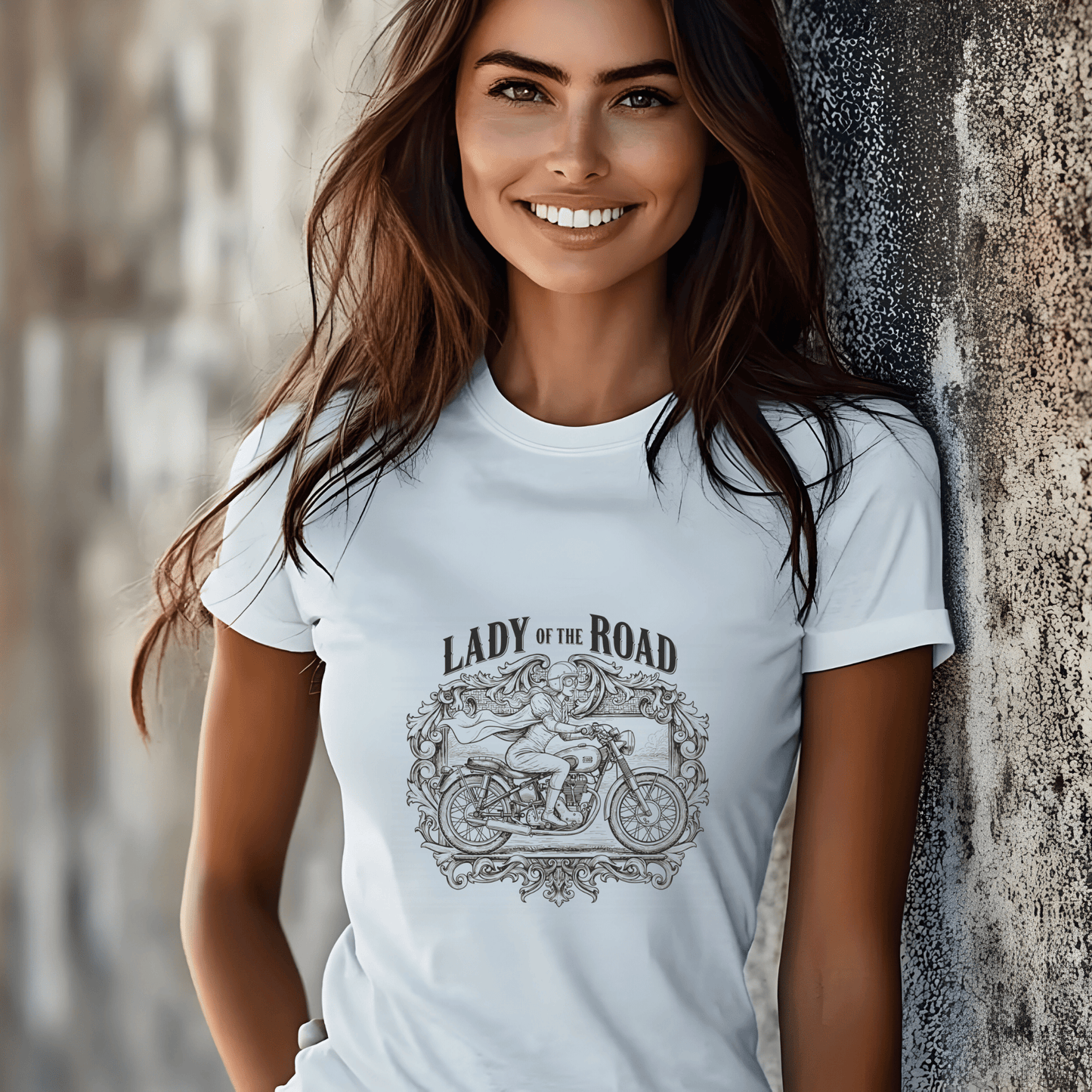 Lady of the Road Women’s Biker T-Shirt – Heavyweight Gildan® 5000 Crewneck
