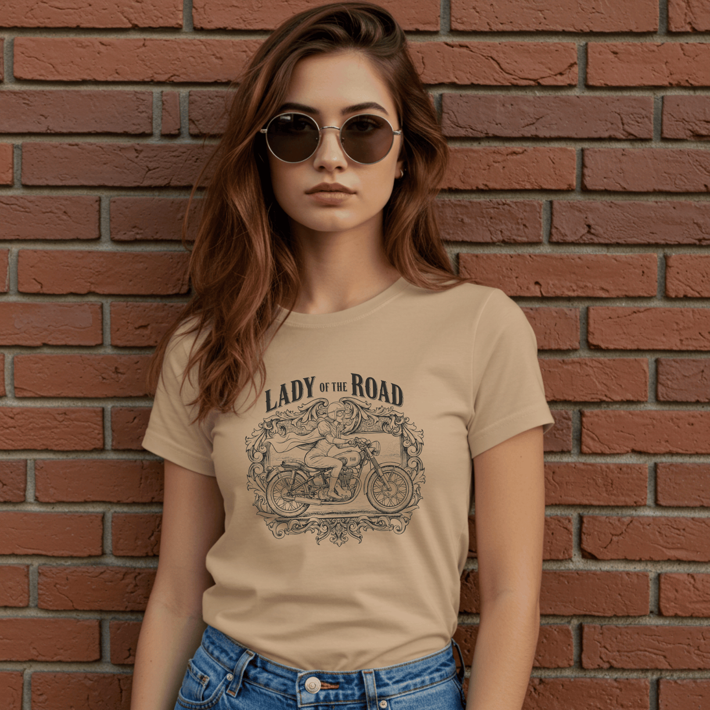 Lady of the Road Women’s Biker T-Shirt – Heavyweight Gildan® 5000 Crewneck