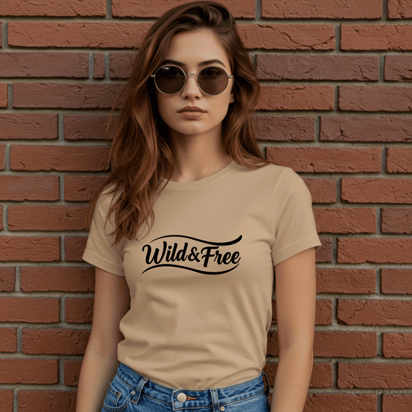 Wild & Free Women’s Biker T-Shirt – Heavyweight Gildan® 5000 Crewneck