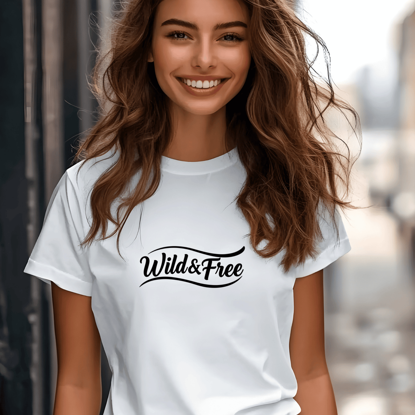 Wild & Free Women’s Biker T-Shirt – Heavyweight Gildan® 5000 Crewneck
