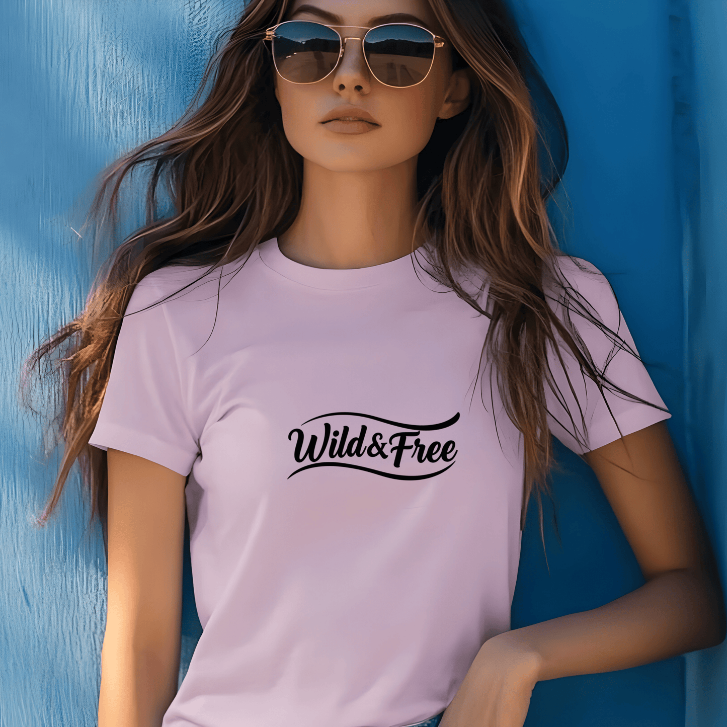 Wild & Free Women’s Biker T-Shirt – Heavyweight Gildan® 5000 Crewneck