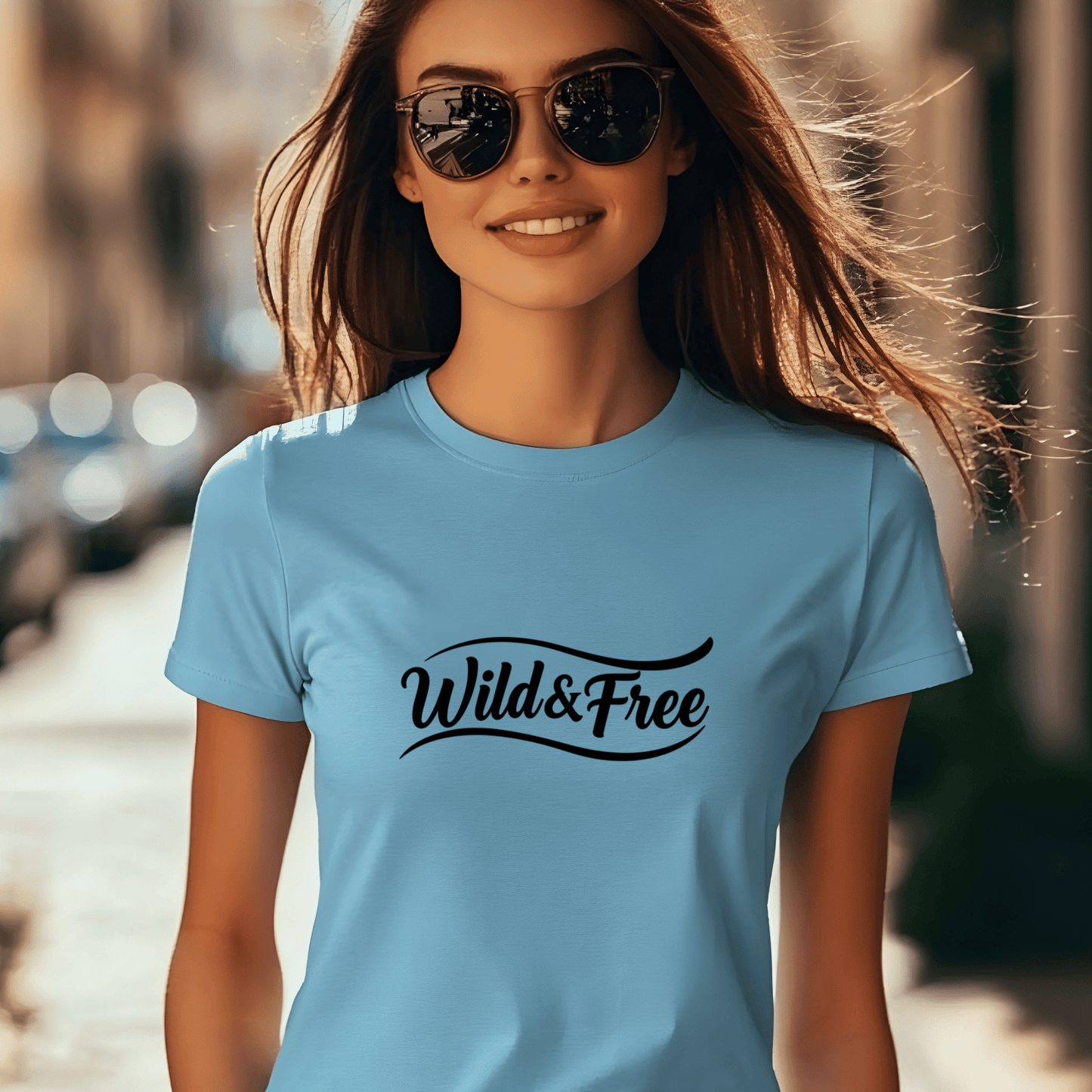 Wild & Free Women’s Biker T-Shirt – Heavyweight Gildan® 5000 Crewneck