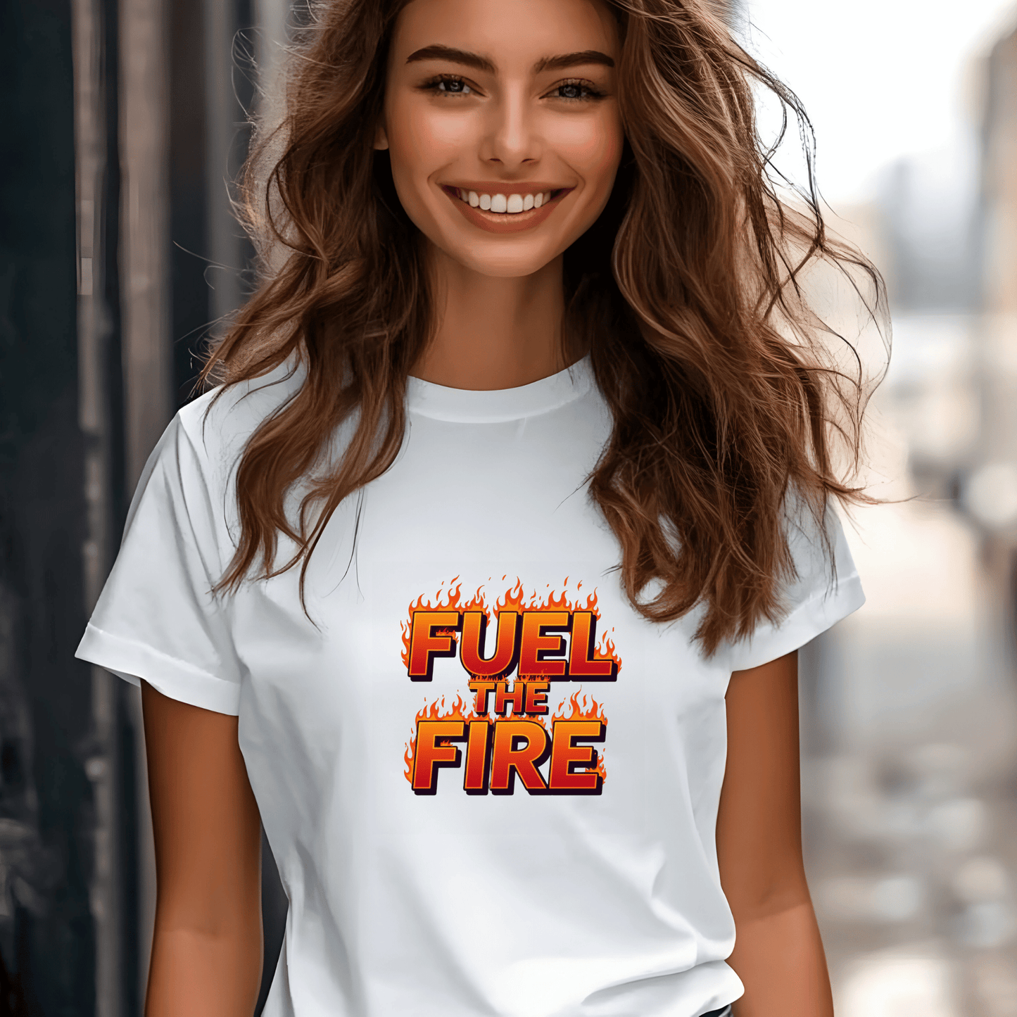 Fuel the Fire Women’s Biker T-Shirt – Heavyweight Gildan® 5000 Crewneck
