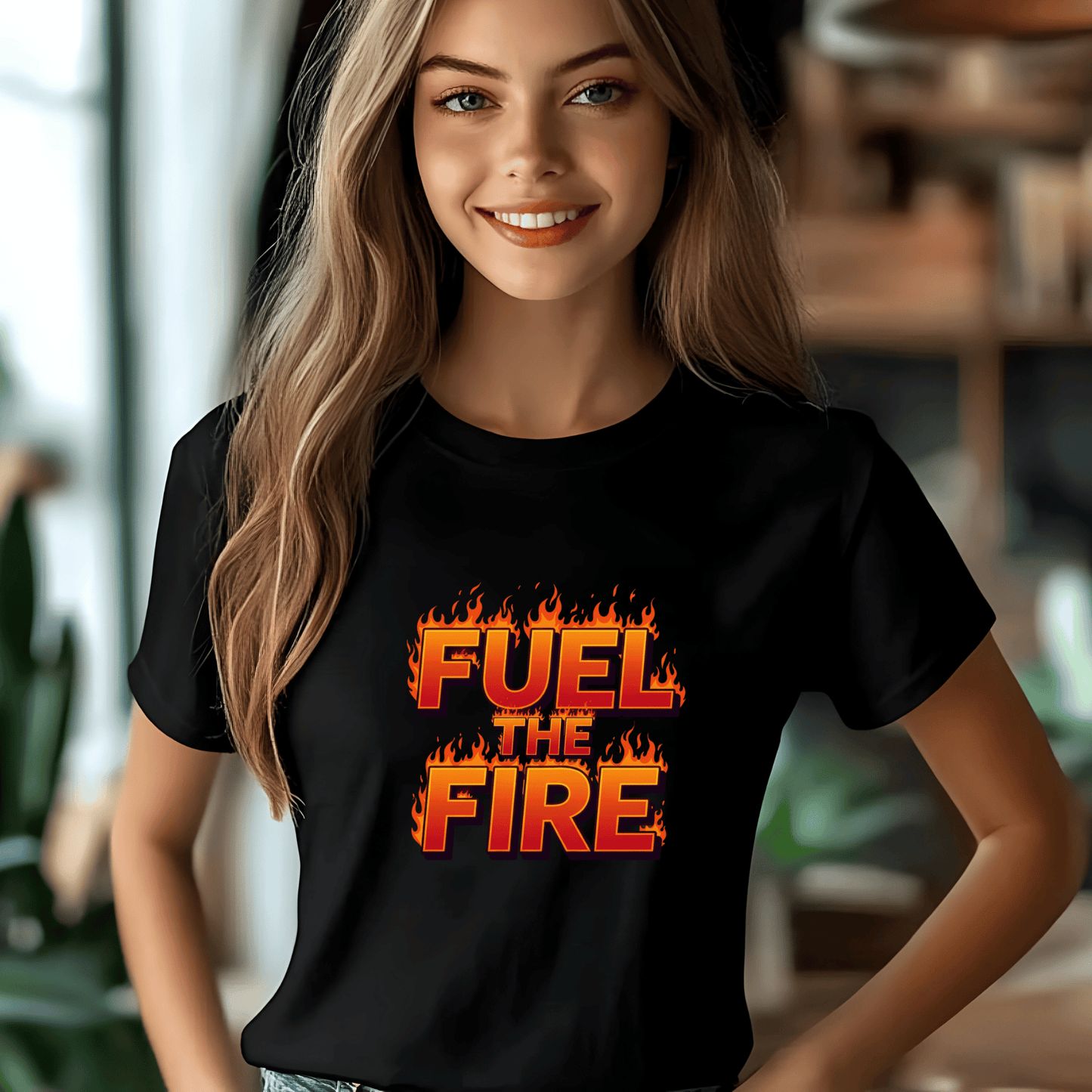 Fuel the Fire Women’s Biker T-Shirt – Heavyweight Gildan® 5000 Crewneck