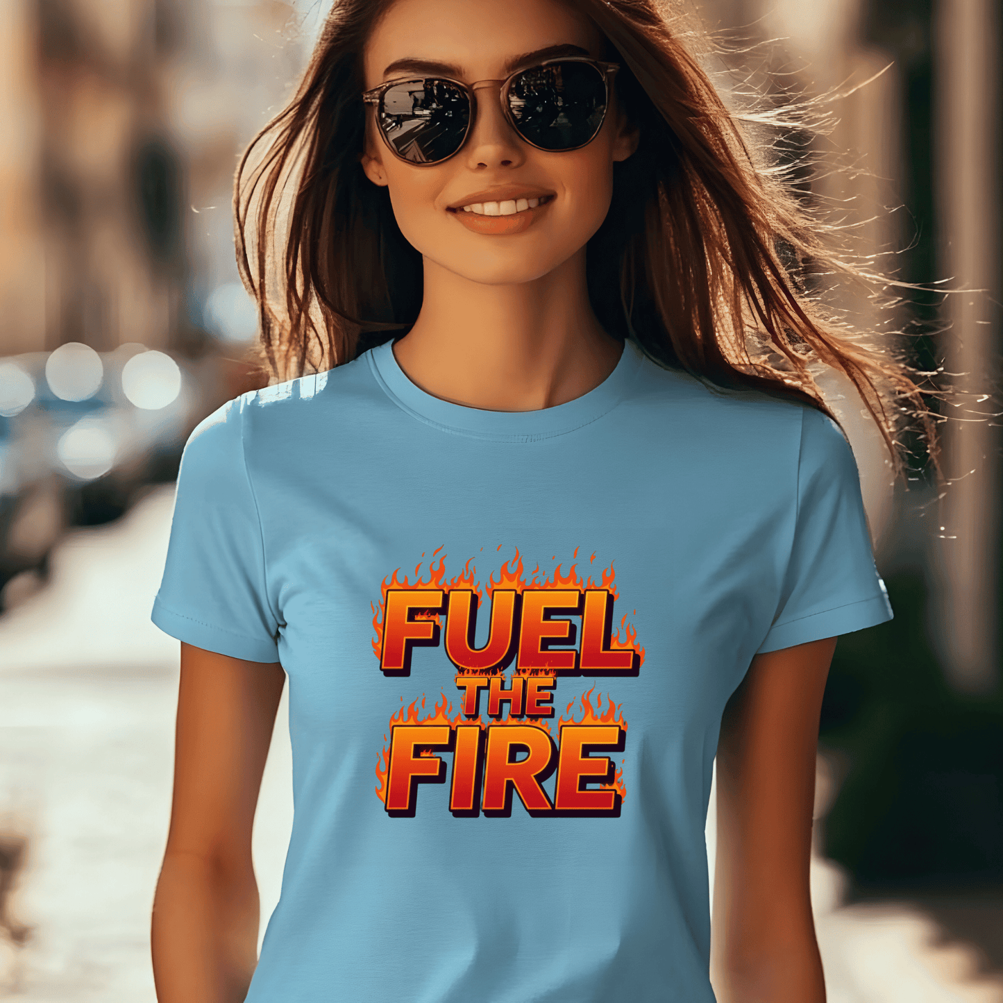 Fuel the Fire Women’s Biker T-Shirt – Heavyweight Gildan® 5000 Crewneck