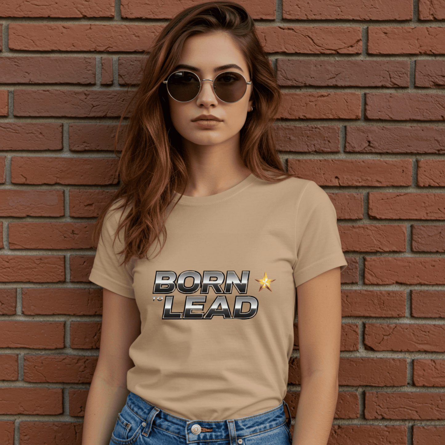 Born to Lead Women’s Biker T-Shirt – Heavyweight Gildan® 5000 Crewneck
