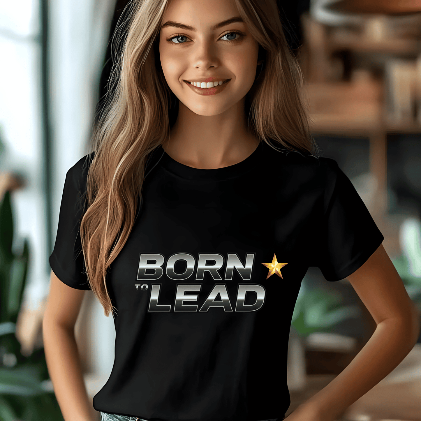 Born to Lead Women’s Biker T-Shirt – Heavyweight Gildan® 5000 Crewneck
