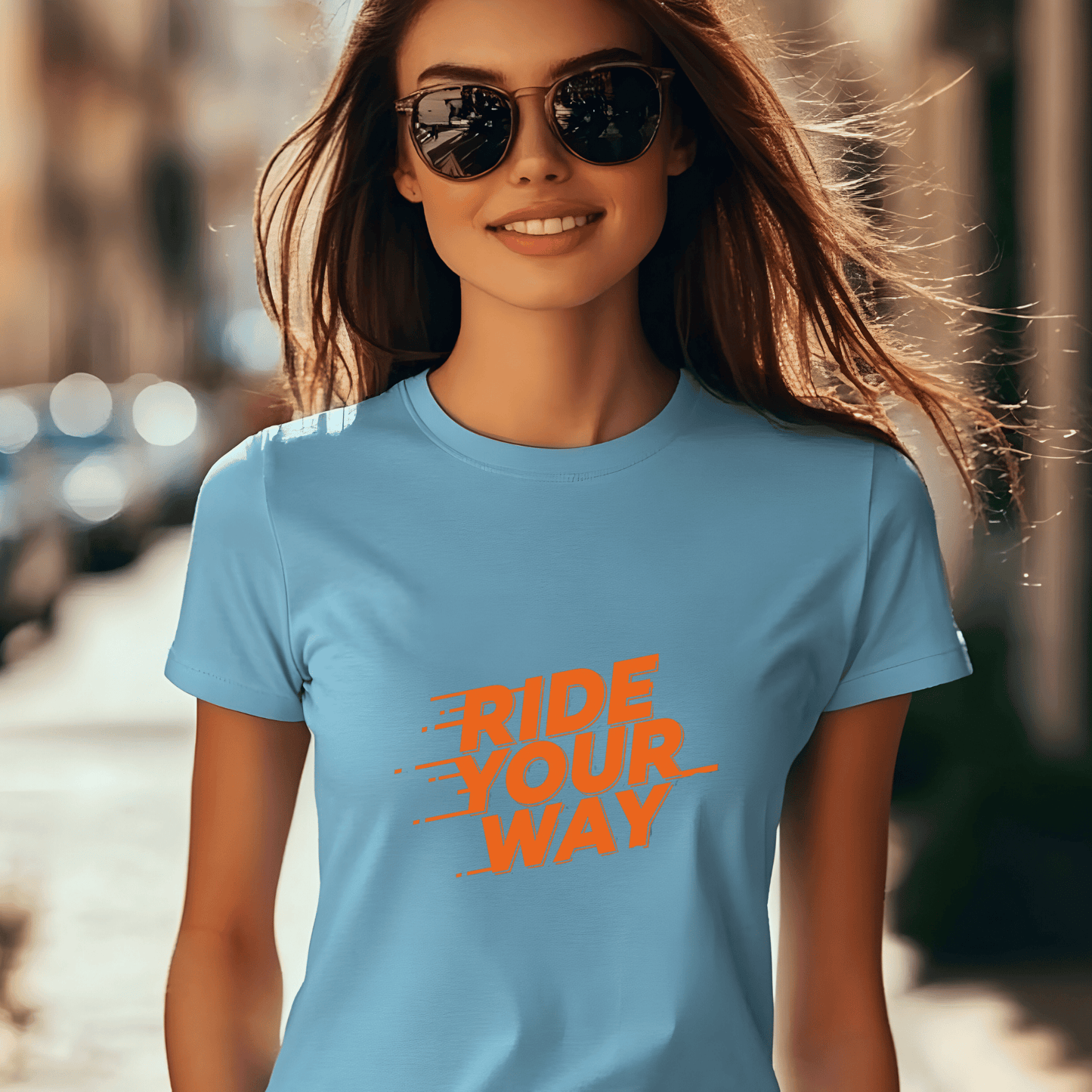 Ride Your Way Women’s Biker T-Shirt – Heavyweight Gildan® 5000 Crewneck