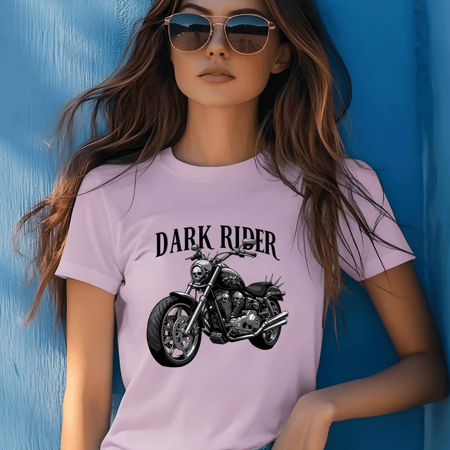 Dark Rider Women’s Biker T-Shirt – Heavyweight Gildan® 5000 Crewneck
