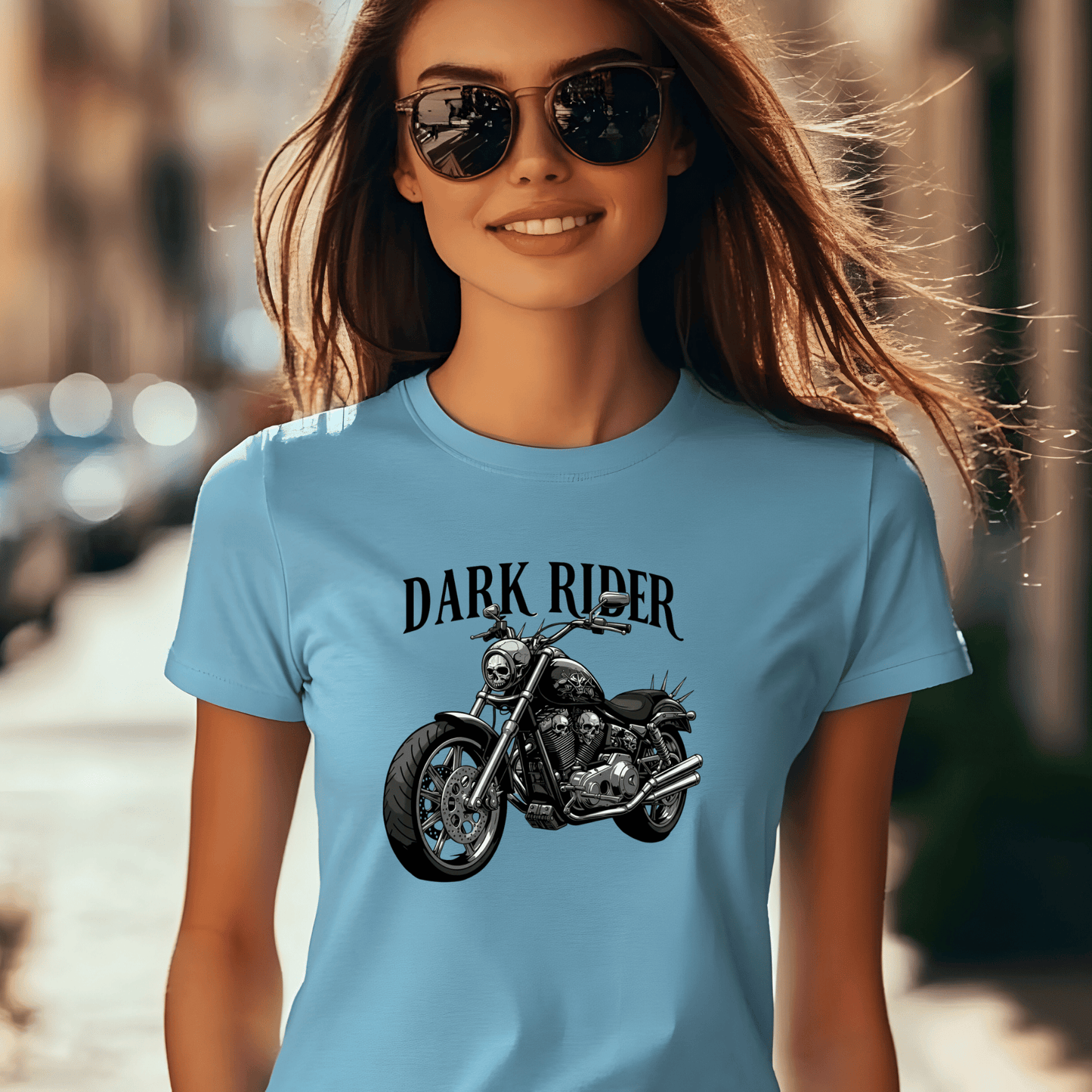 Dark Rider Women’s Biker T-Shirt – Heavyweight Gildan® 5000 Crewneck