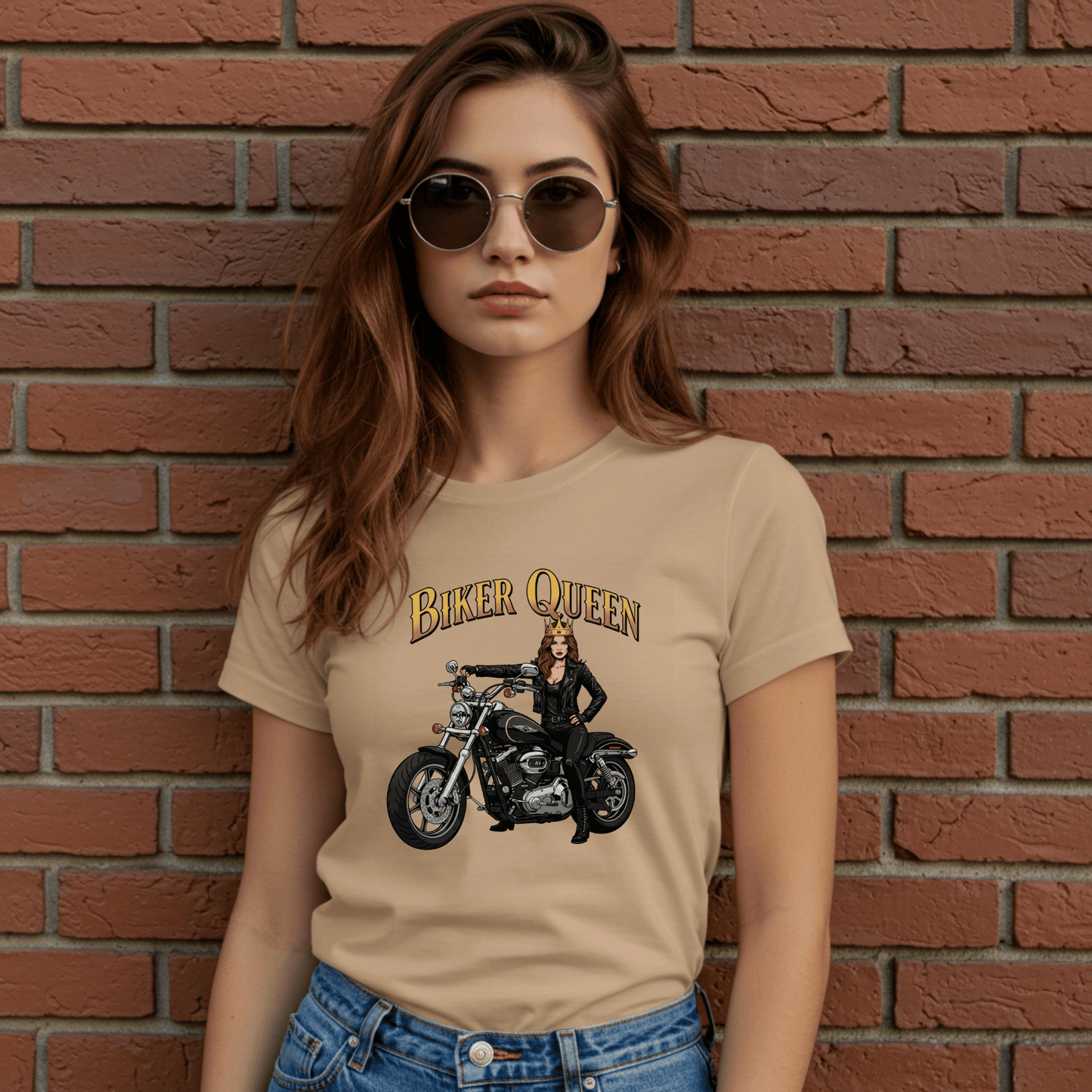 Biker Queen Women’s Motorcycle T-Shirt – Heavyweight Gildan® 5000 Crewneck