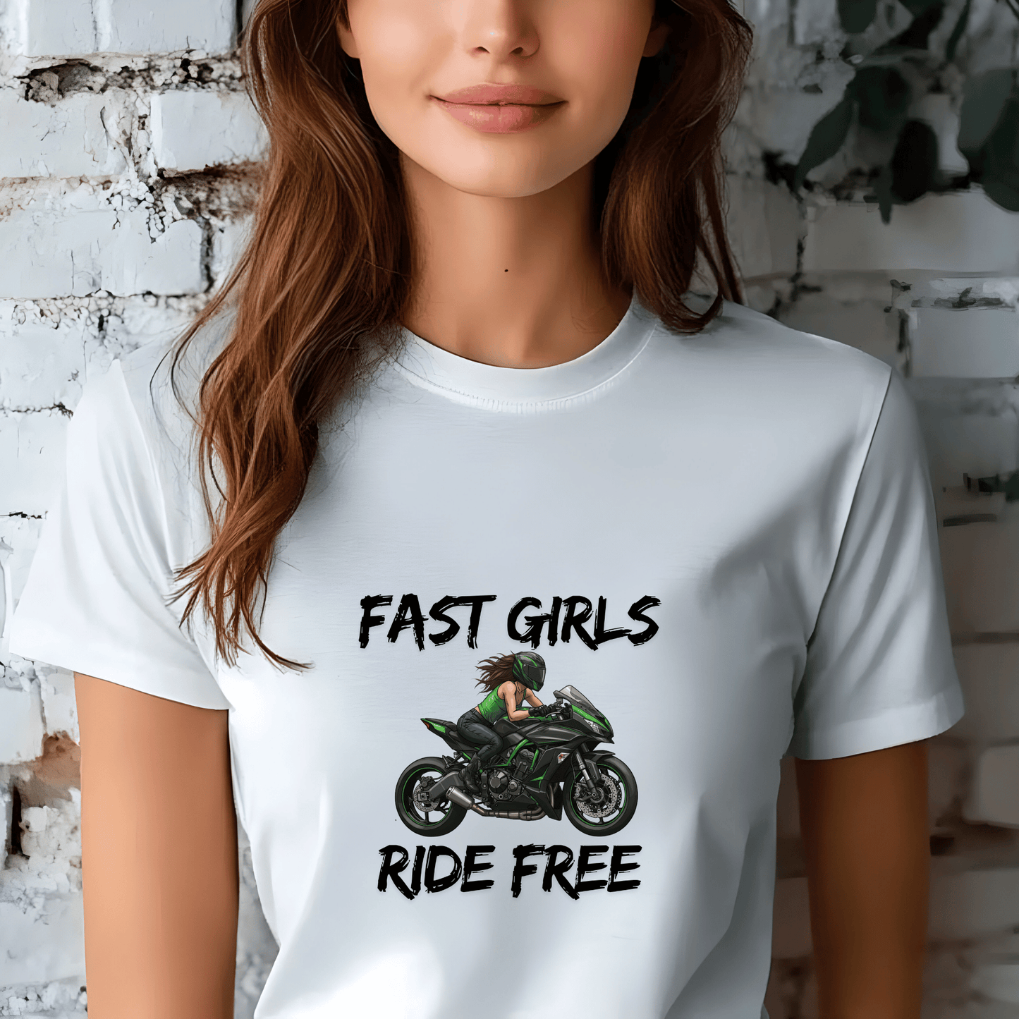 Fast Girls Ride Free Women’s Biker T-Shirt – Heavyweight Gildan® 5000 Crewneck