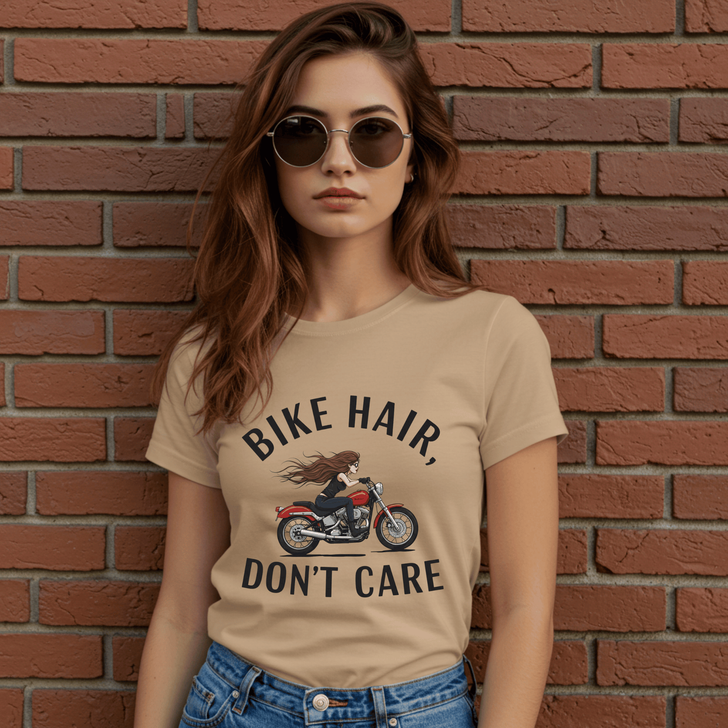 Bike Hair, Don't Care Heavyweight Unisex Crewneck T-shirt | Gildan® 5000