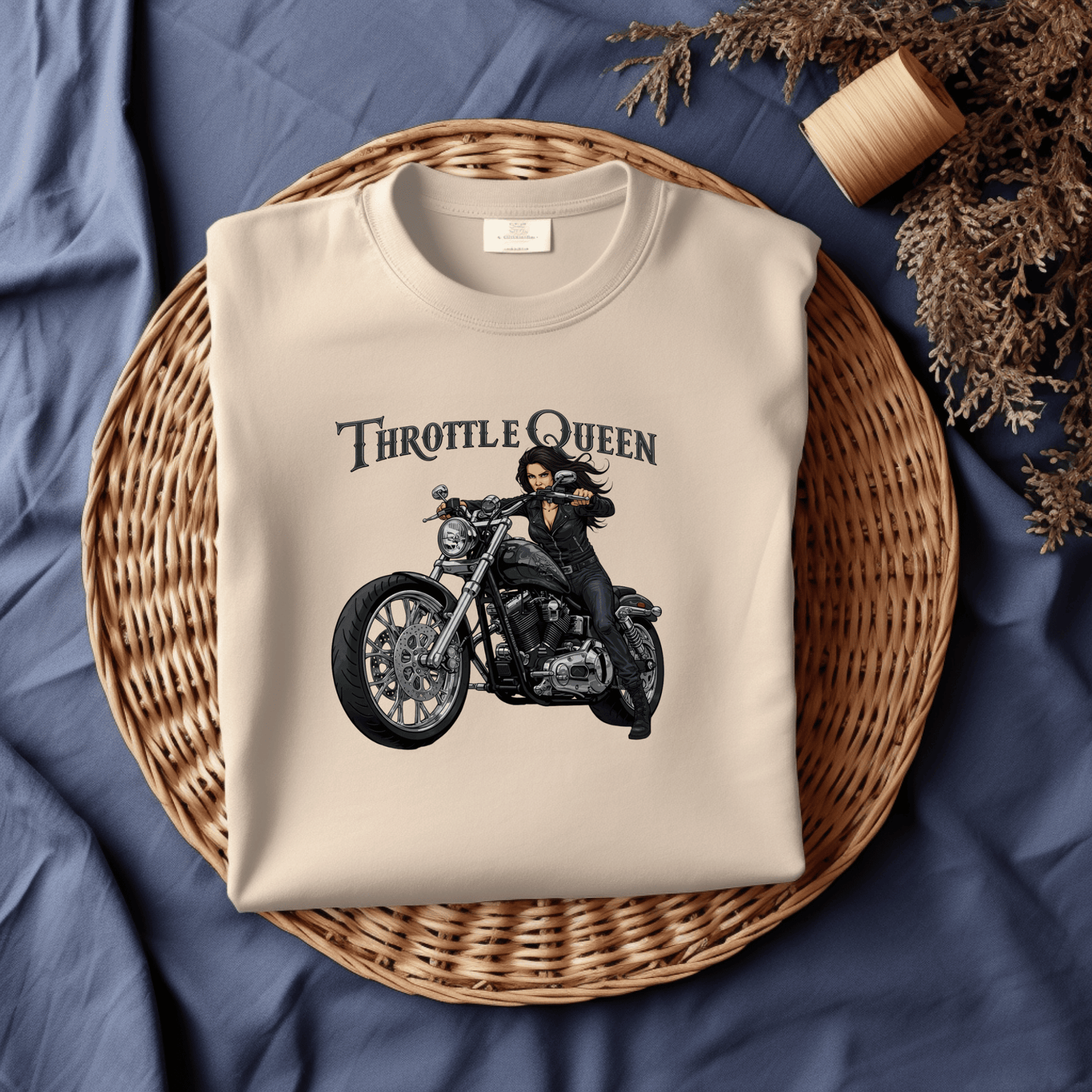Throttle Queen Women’s Biker T-Shirt – Heavyweight Gildan® 5000 Crewneck