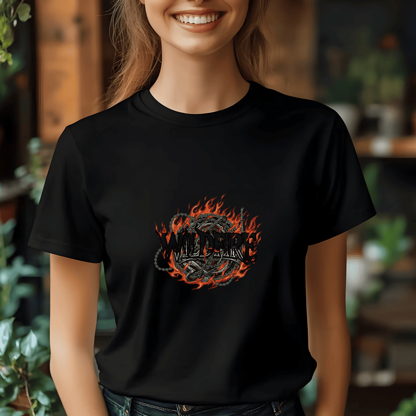 Wildfire Women’s Biker T-Shirt – Heavyweight Gildan® 5000 Crewneck