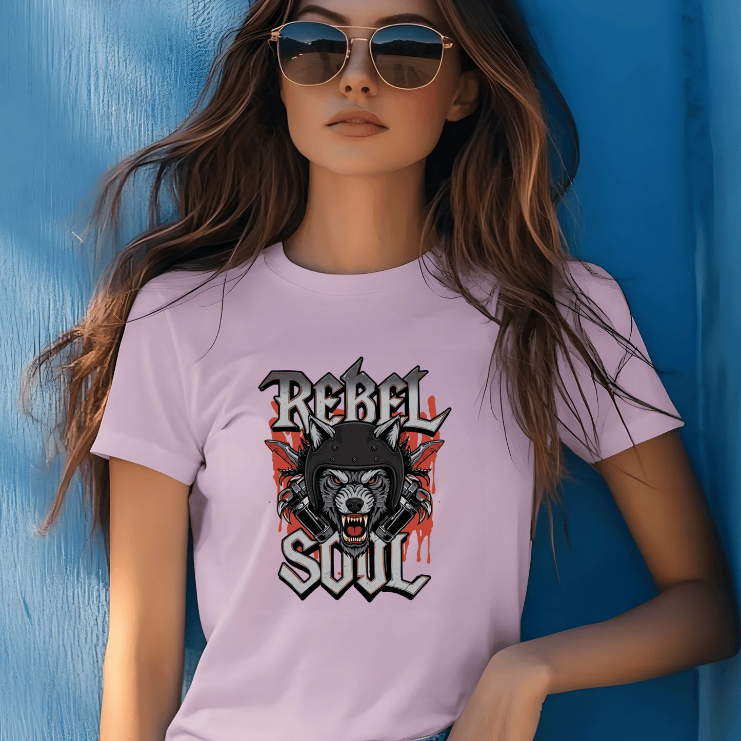 Rebel Soul Women’s Biker T-Shirt – Heavyweight Gildan® 5000 Crewneck