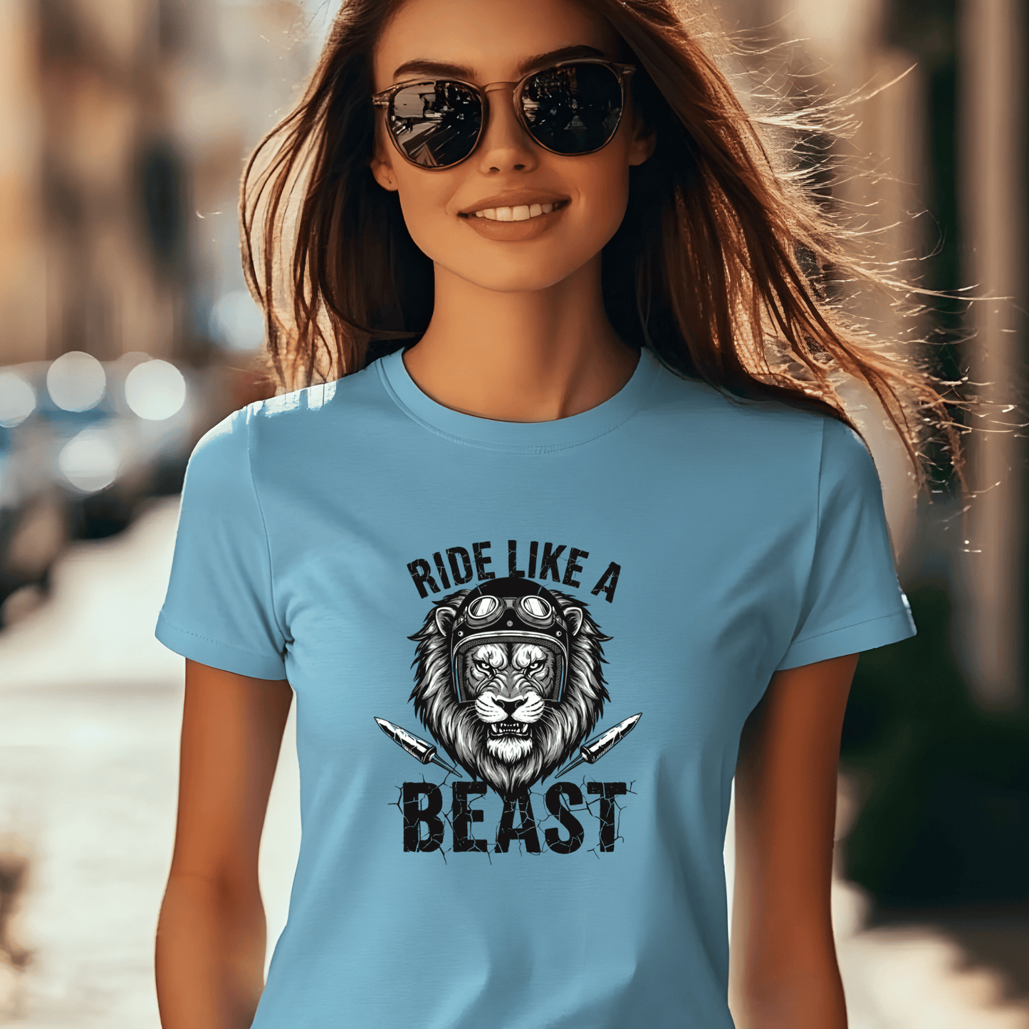 Ride Like A Beast Women’s Biker T-Shirt – Heavyweight Gildan® 5000 Crewneck