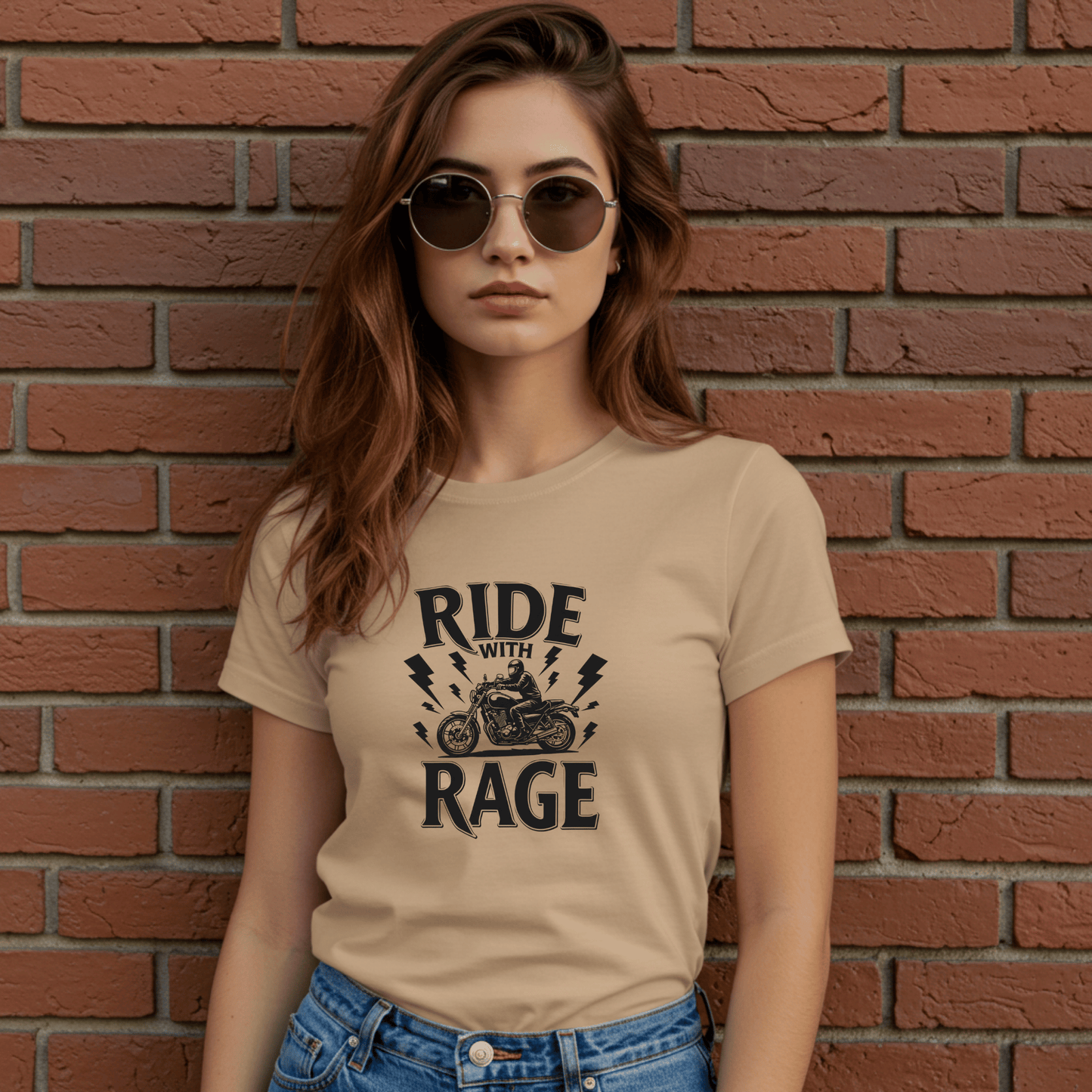 Ride With Rage Women’s Biker T-Shirt – Heavyweight Gildan® 5000 Crewneck