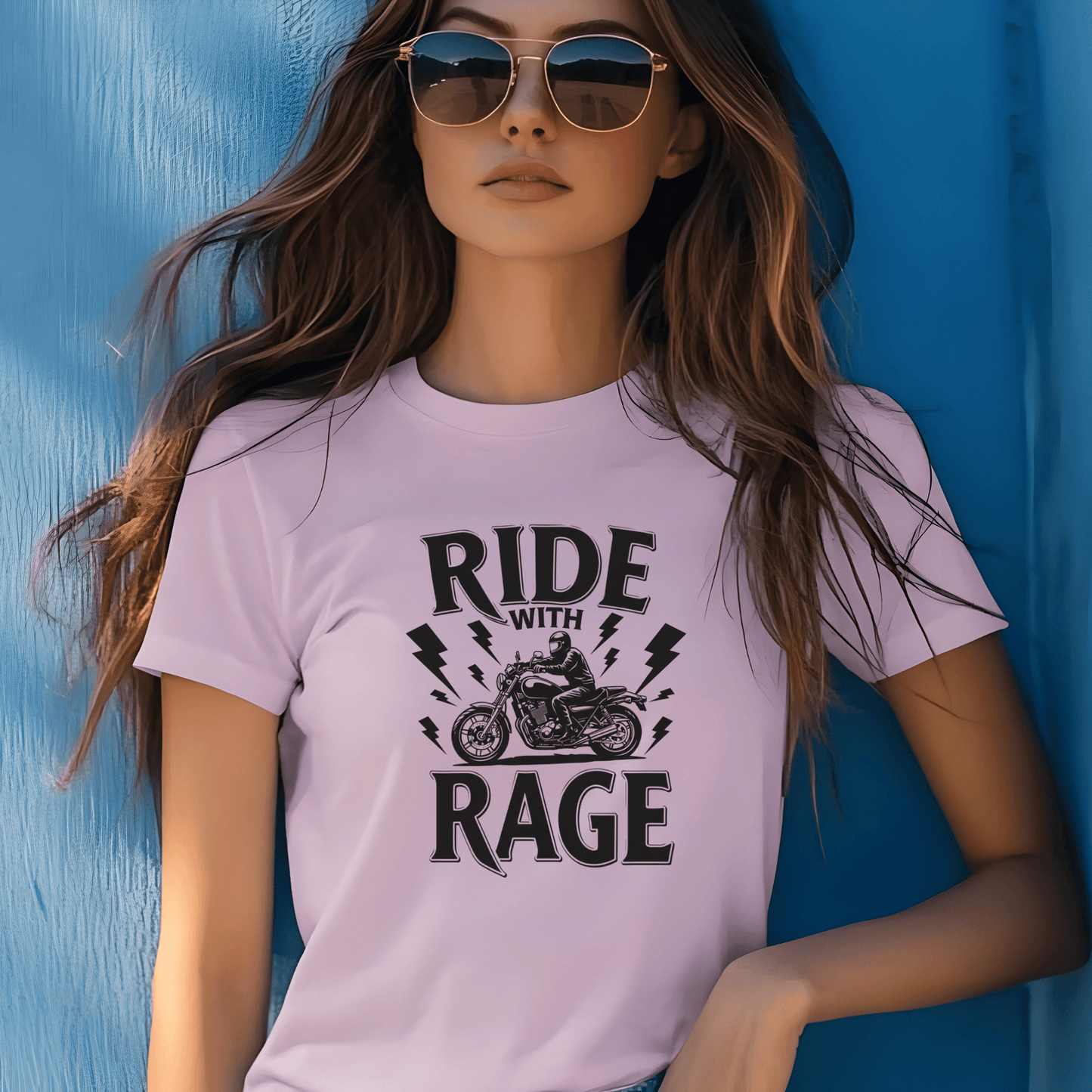 Ride With Rage Women’s Biker T-Shirt – Heavyweight Gildan® 5000 Crewneck