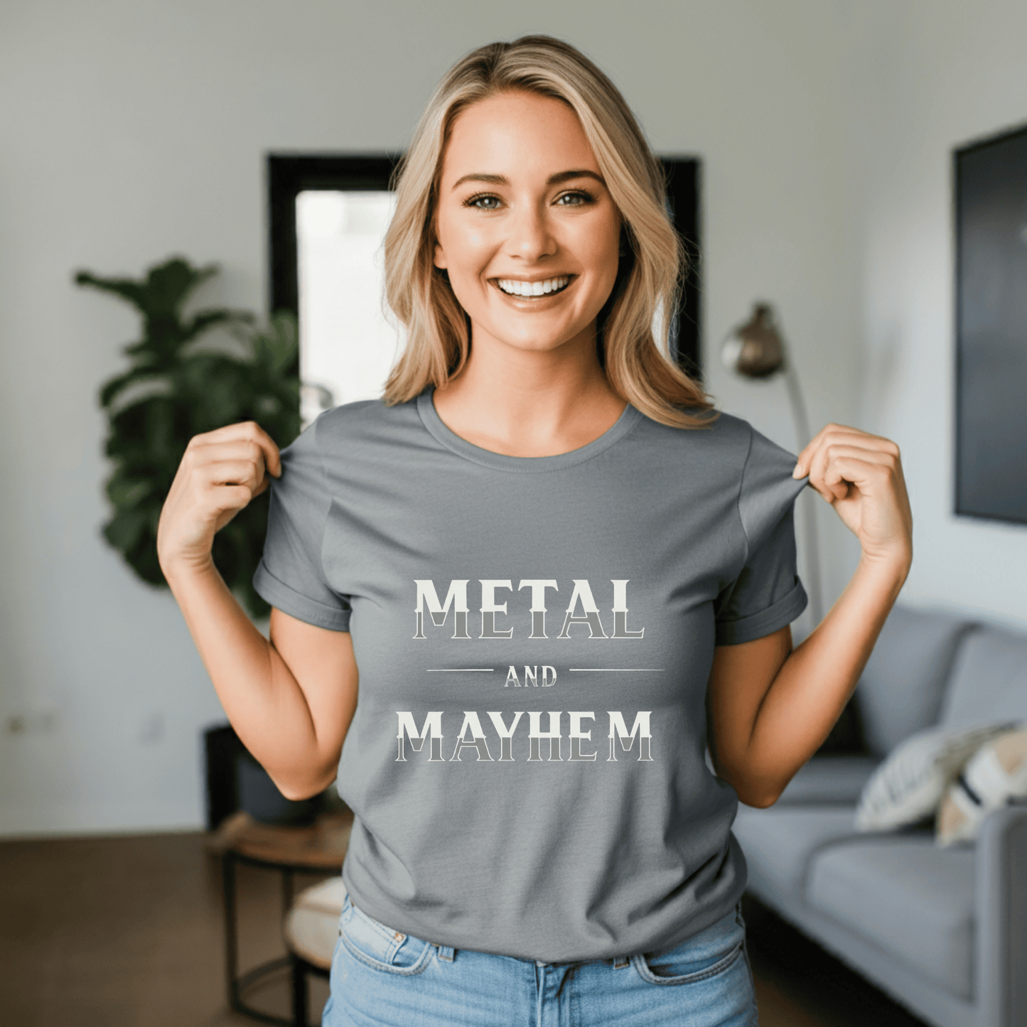 Metal and Mayhem Women’s Biker T-Shirt – Heavyweight Gildan® 5000 Crewneck